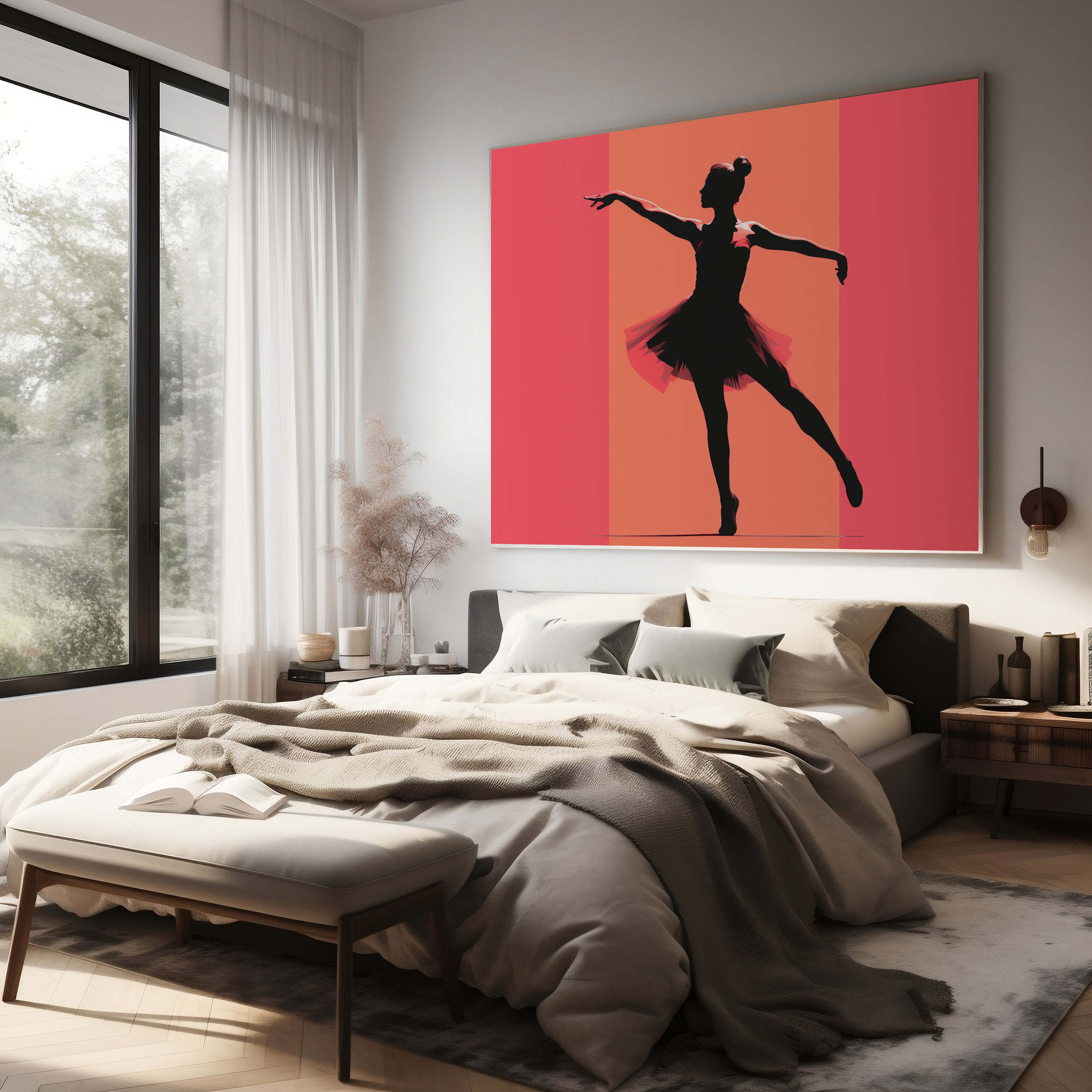 Ballerina Minimalist Silhouette Canvas Print - Ballerina, Minimalist, Home Decoration, Canvas Wall Art
