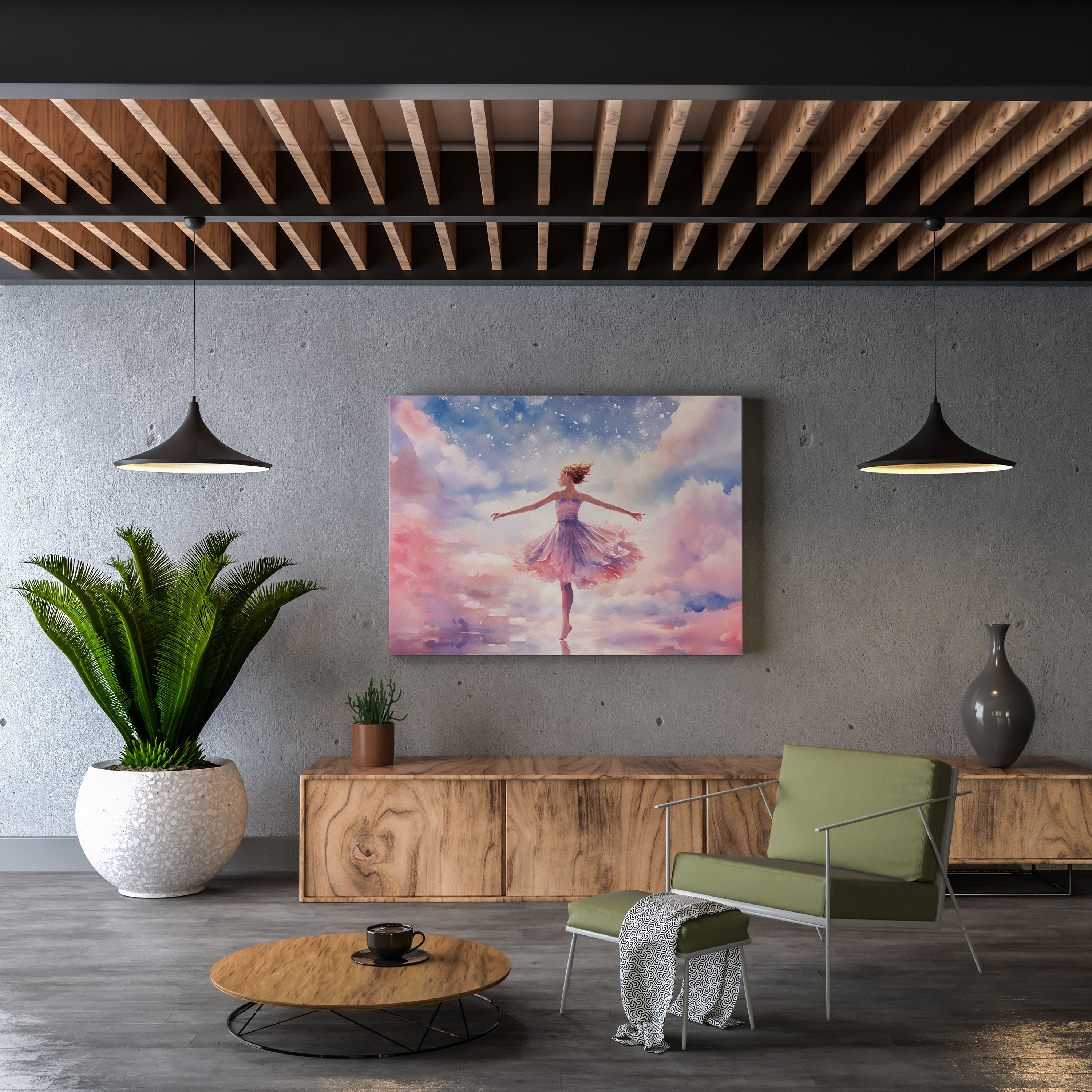 Ballerina Dreamy Sky Canvas Print - Ballerina, Canvas Wall Art, Home Decoration, Canvas Print