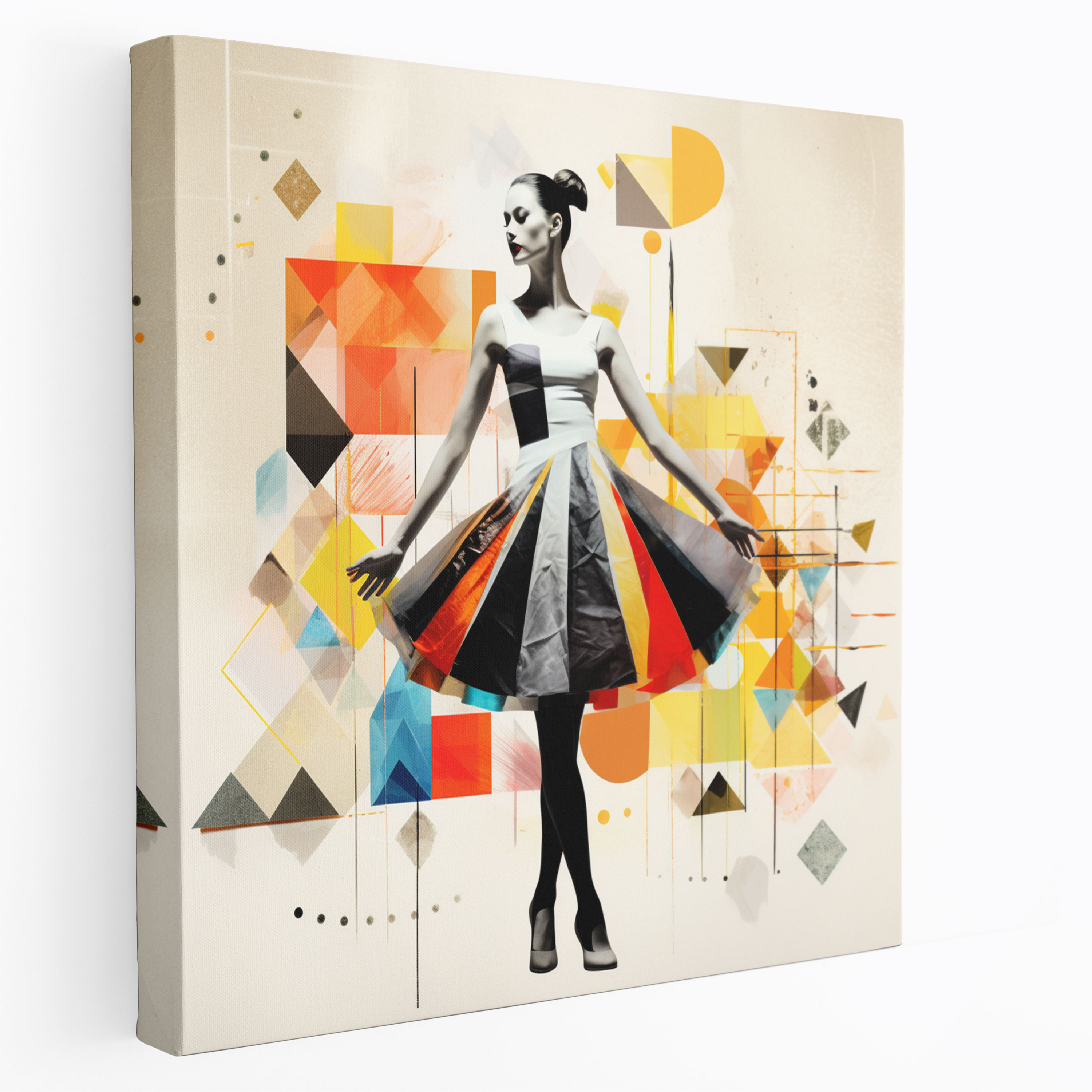 Ballerina Geometric Shapes Canvas Print - Ballerina, Wall Art, Home Decoration, Geometric Shapes