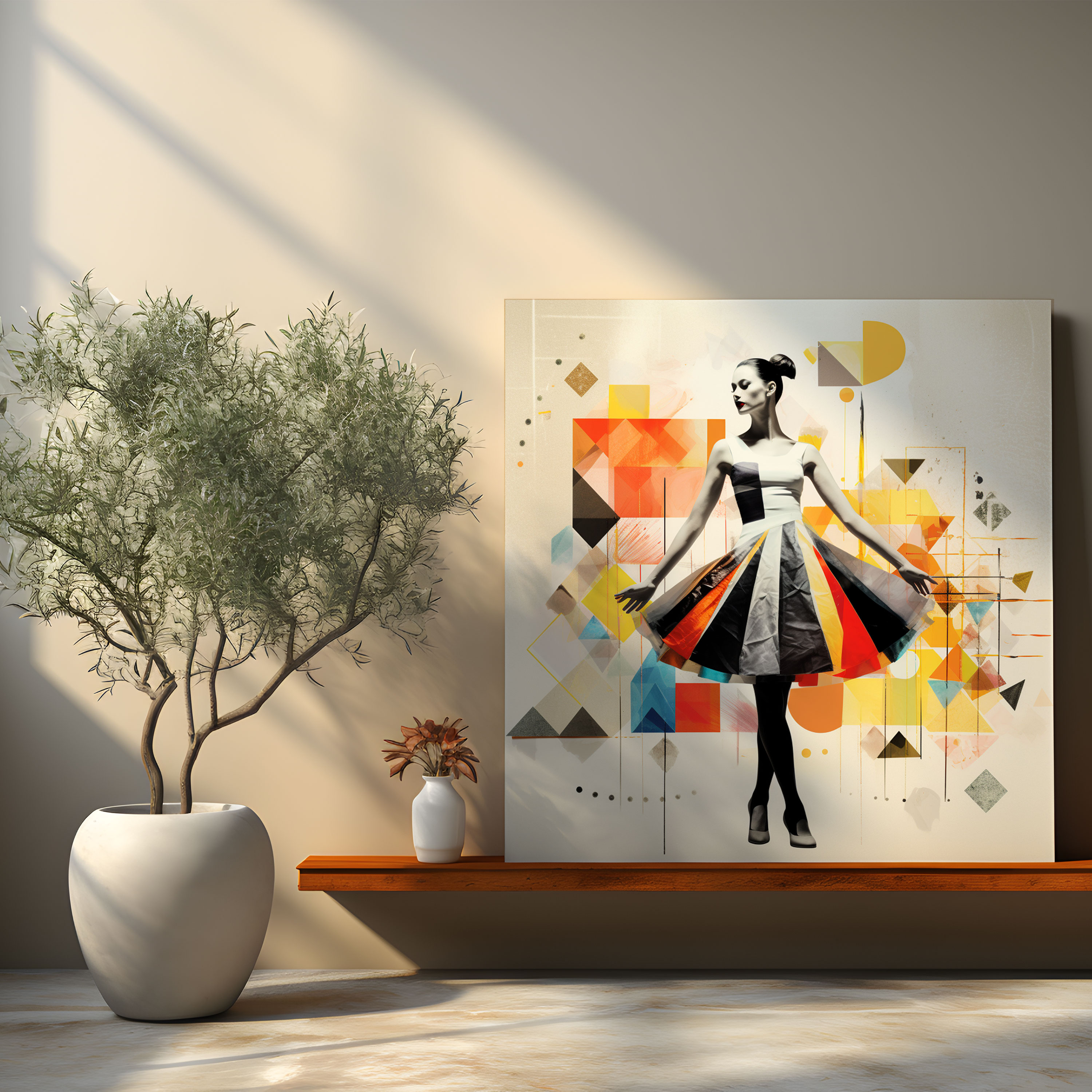 Ballerina Geometric Shapes Canvas Print - Ballerina, Wall Art, Home Decoration, Geometric Shapes