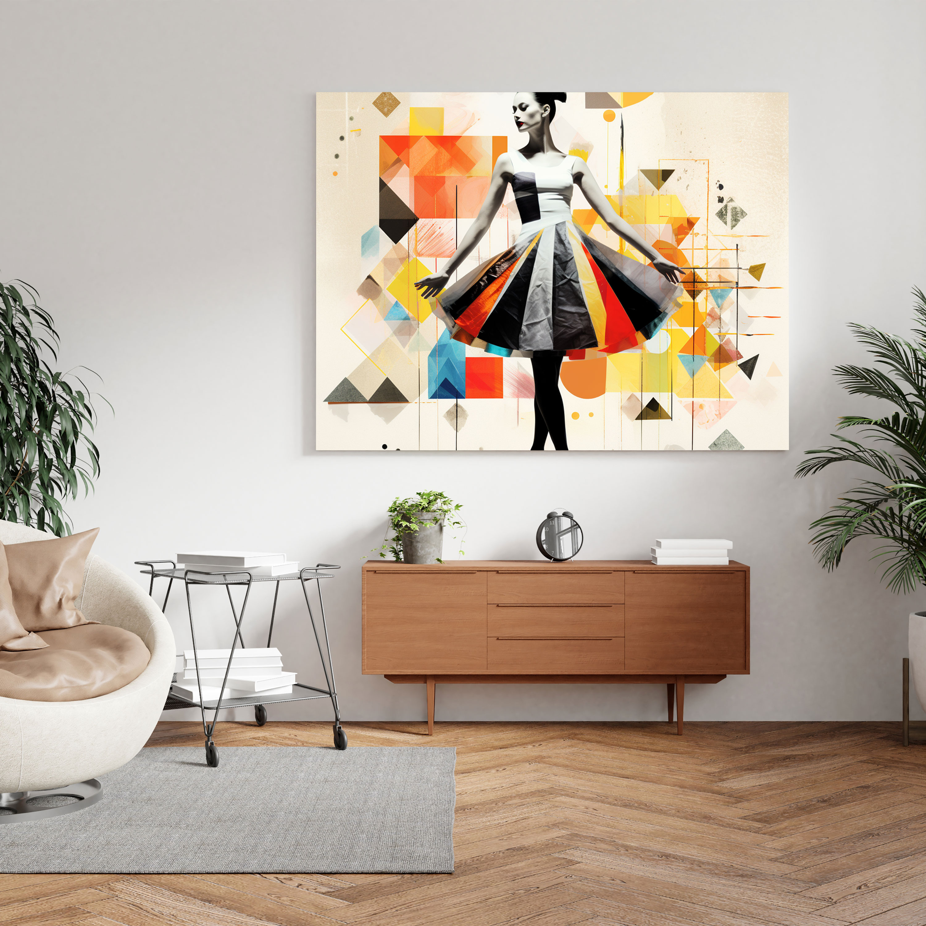 Ballerina Geometric Shapes Canvas Print - Ballerina, Wall Art, Home Decoration, Geometric Shapes