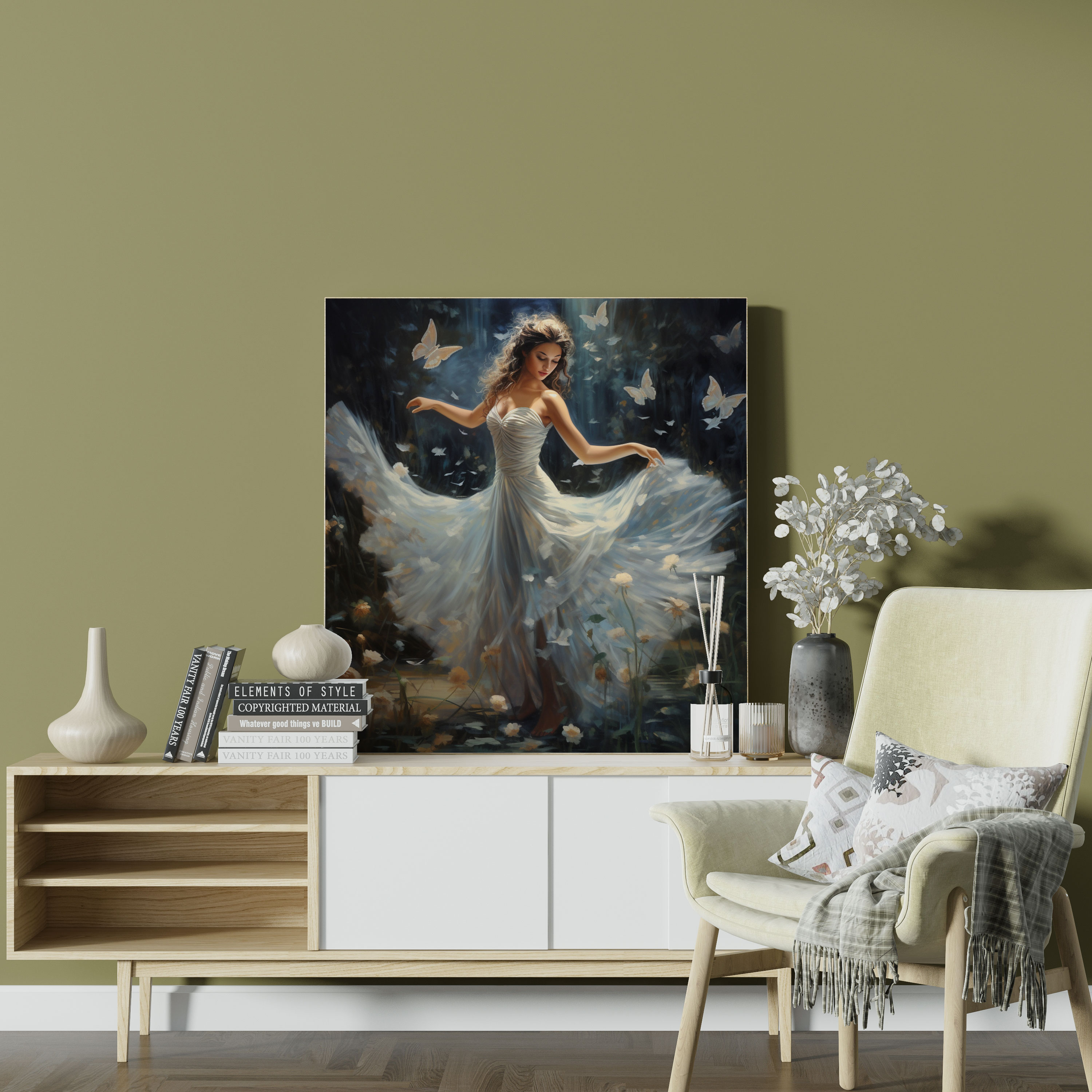 Romantic Ballerina Canvas Print - Ballerina, Butterflies, Wall Decoration, Home Decoration