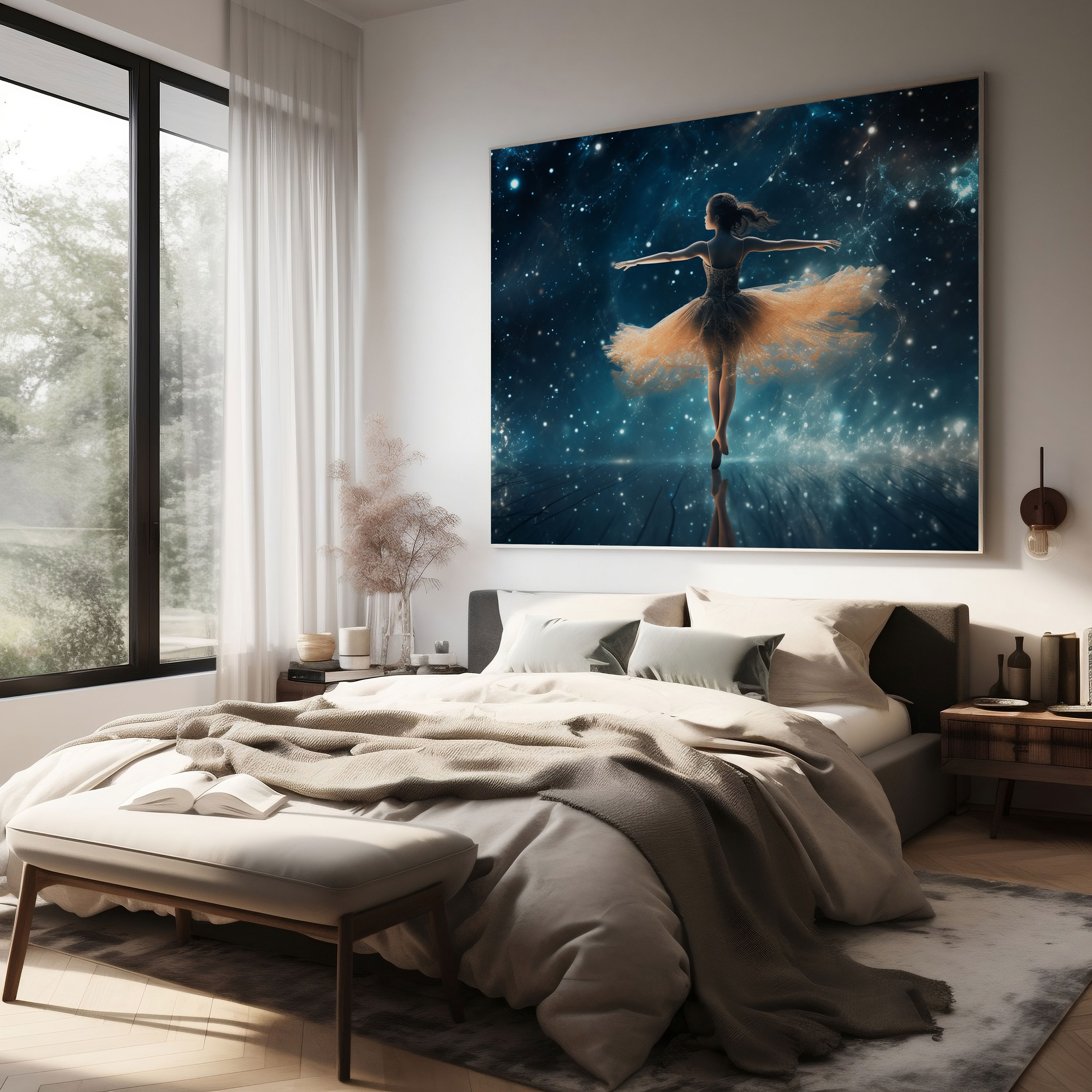 Magical Ballerina Canvas Print - Ballerina, Magical Illustration, Sparkling Constellations, Wall Art