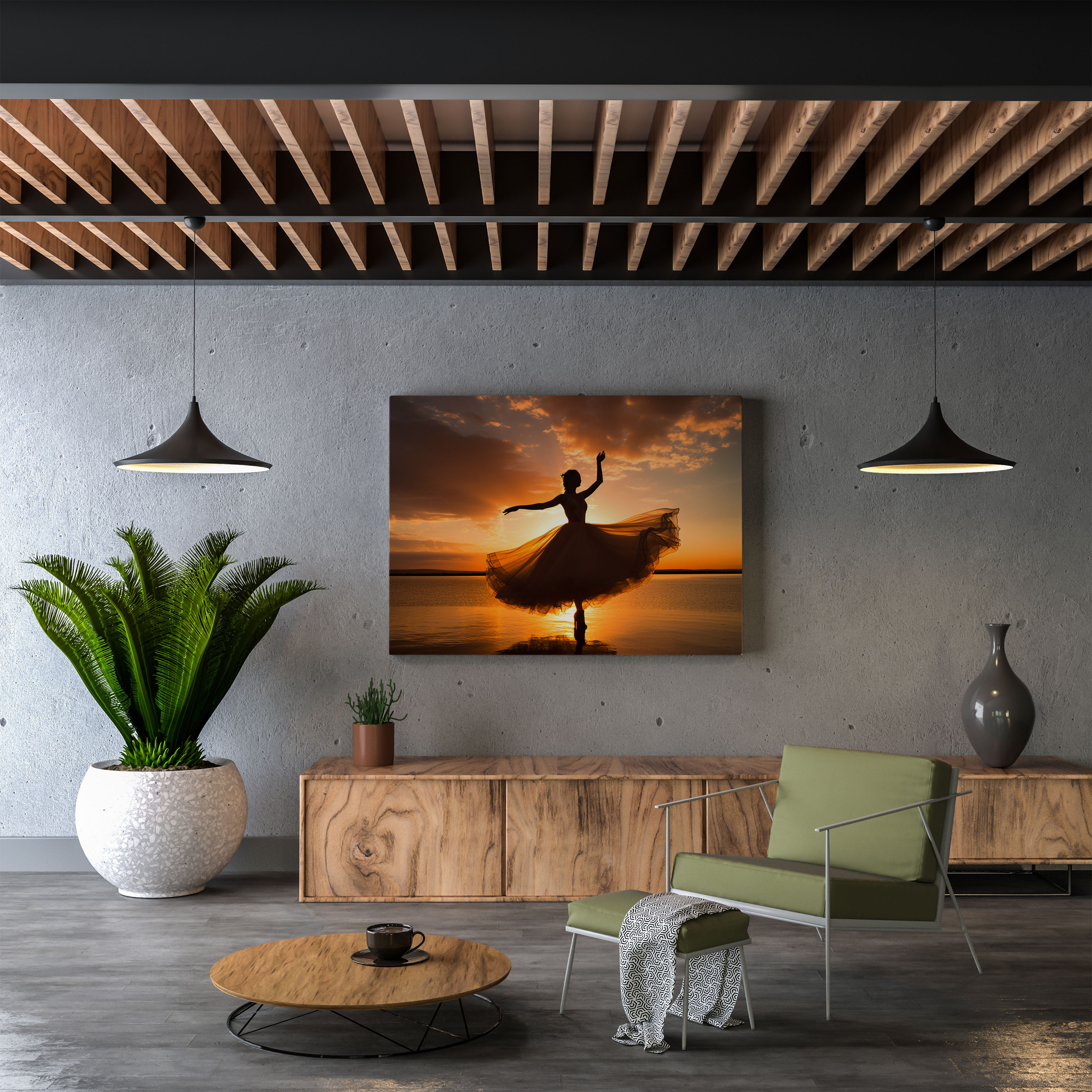 Elegant Ballerina Canvas Print - Ballerina, Elegant Photography, Sunset Backdrop, Ballerina