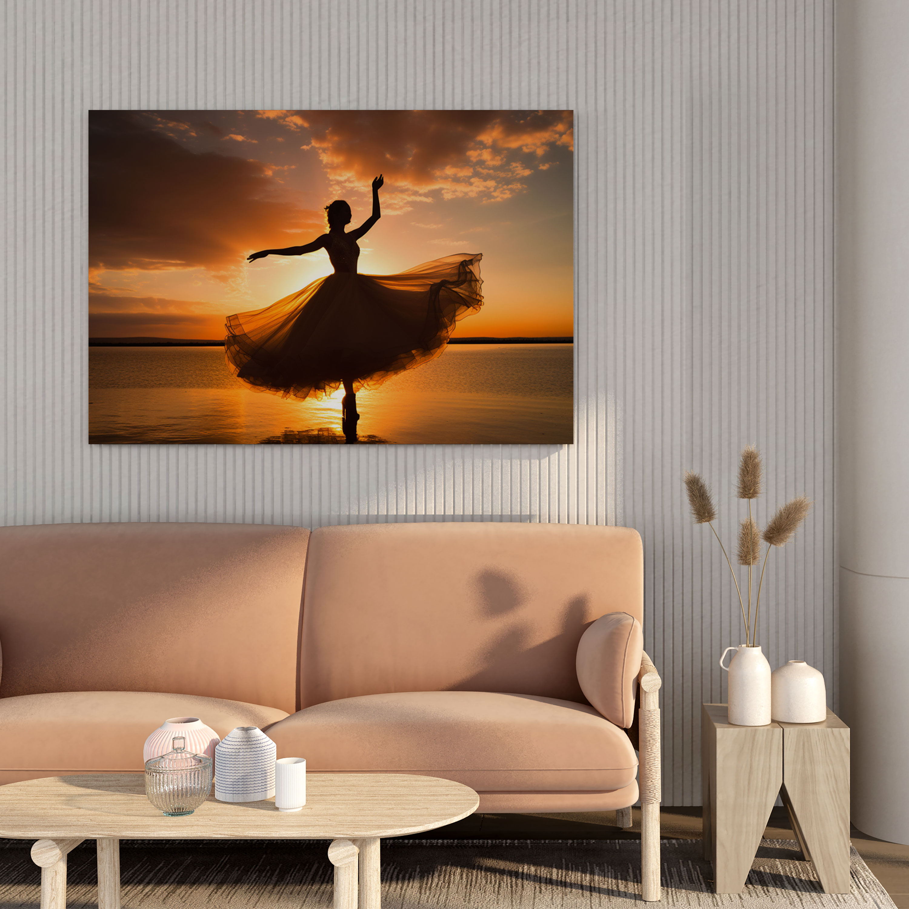 Elegant Ballerina Canvas Print - Ballerina, Elegant Photography, Sunset Backdrop, Ballerina
