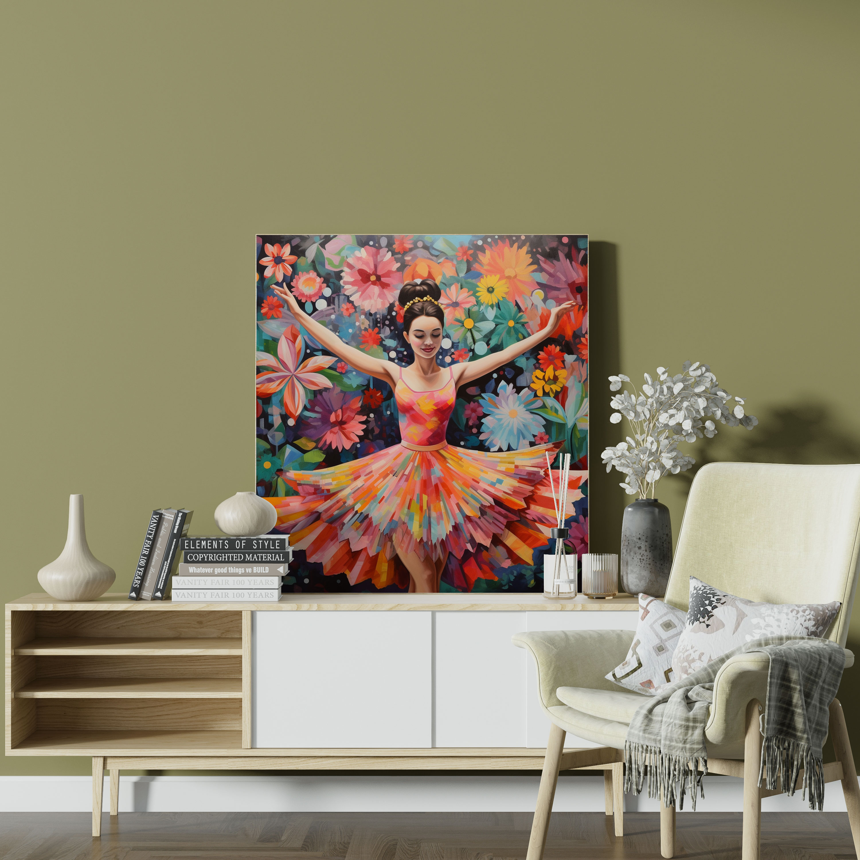 Whimsical Ballerina Canvas Print - Ballerina, Canvas Print, Floral Patterns, Wall Art