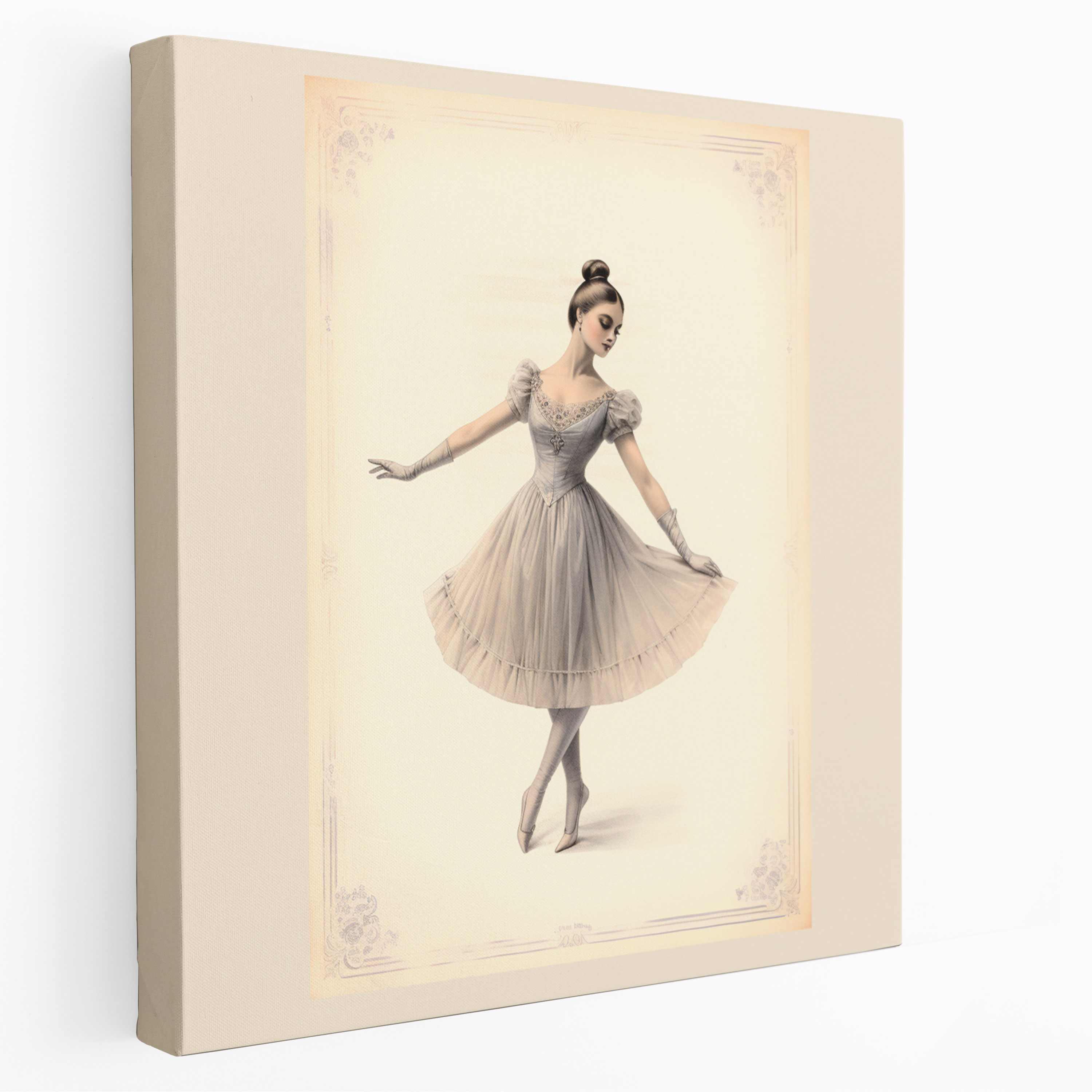 Classic Ballerina Canvas Print - Ballerina, Classic Illustration, Timeless Beauty, Canvas Wall Art