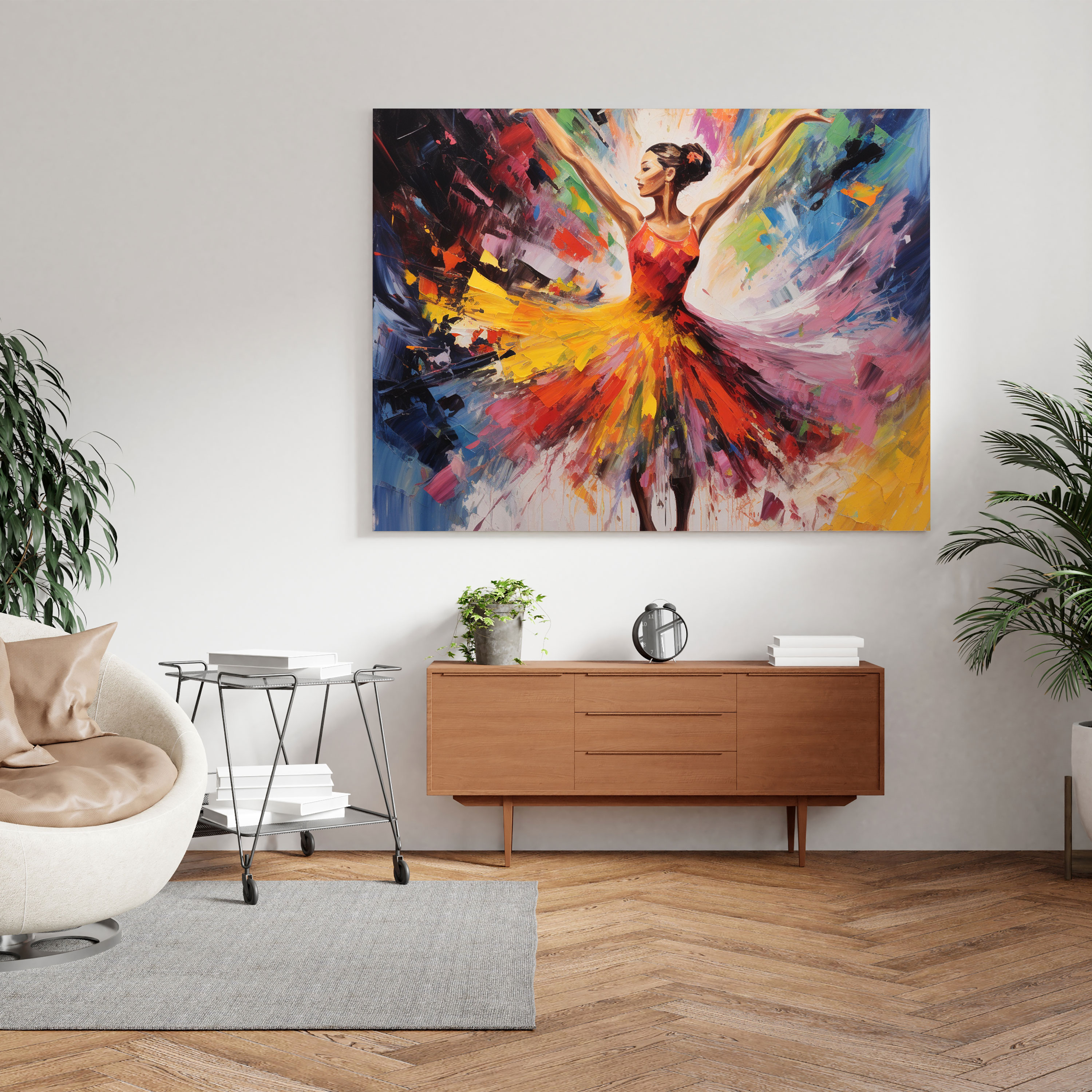 Abstract Ballerina Canvas Print - Ballerina, Vibrant Colors, Home Decoration, Expressionist