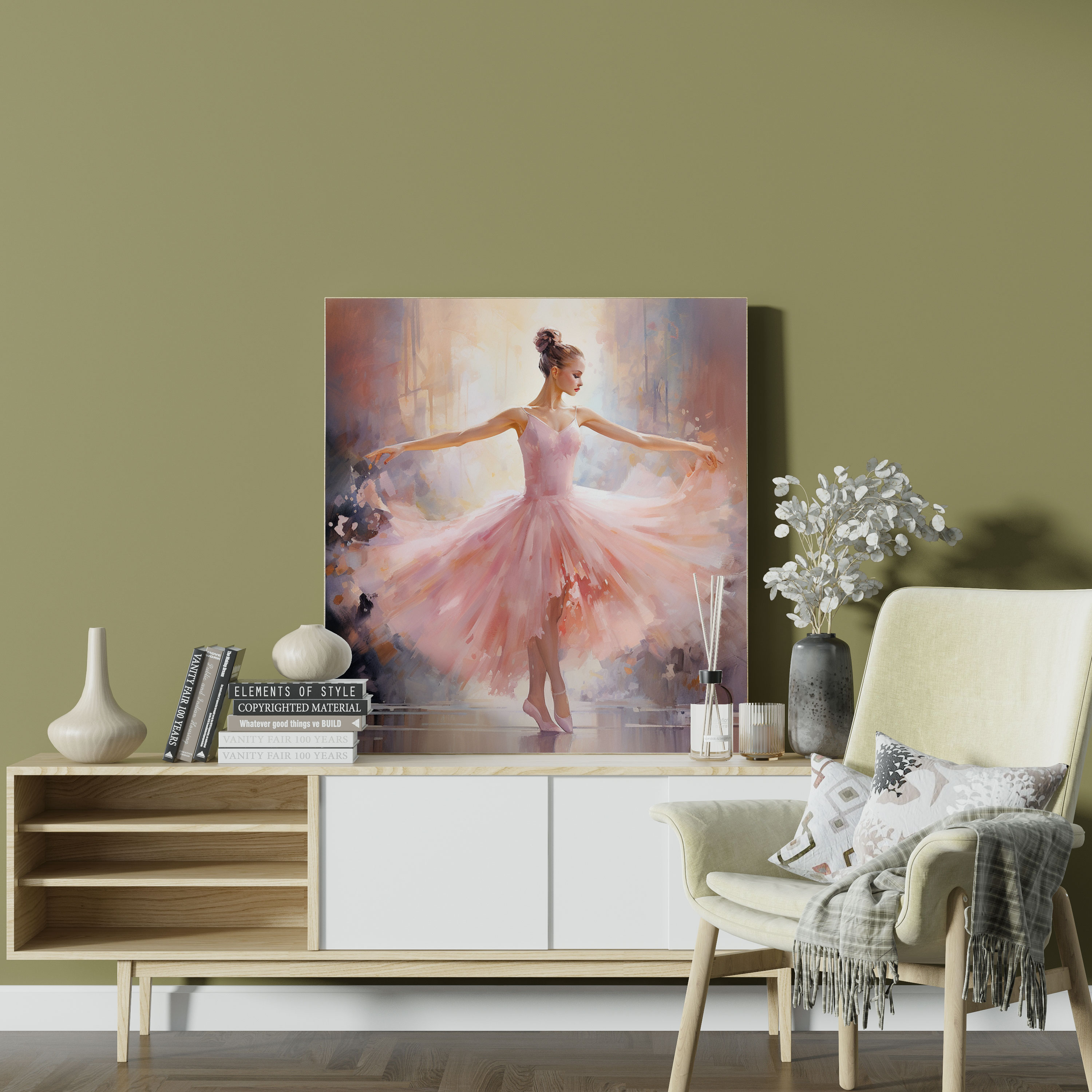 Elegant Watercolor Ballerina Canvas Print - Ballerina, Whimsical, Canvas Wall Art, Ballerina