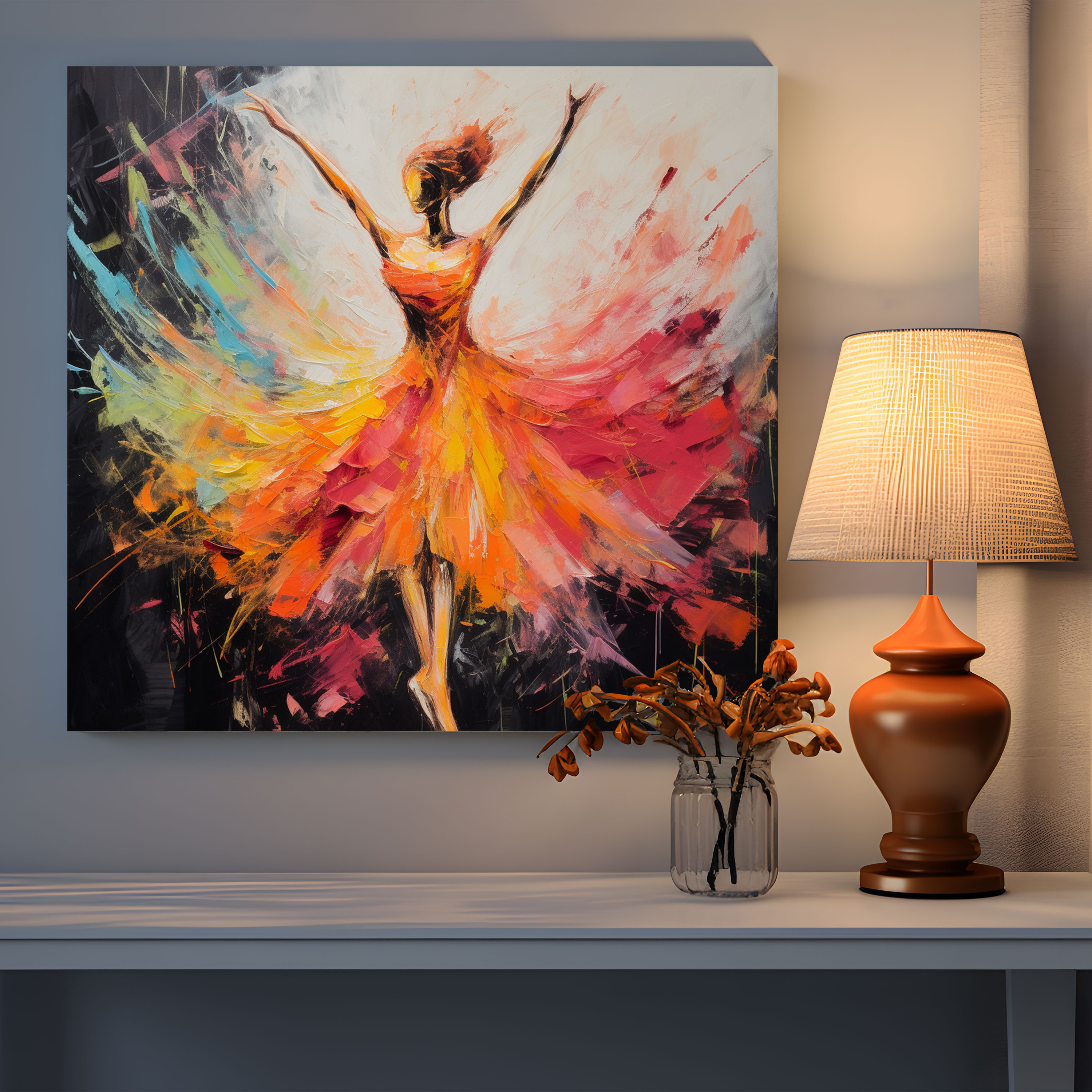 Abstract Expressionist Ballerina Canvas Print - Ballerina, Dynamic, Energy, Vibrant