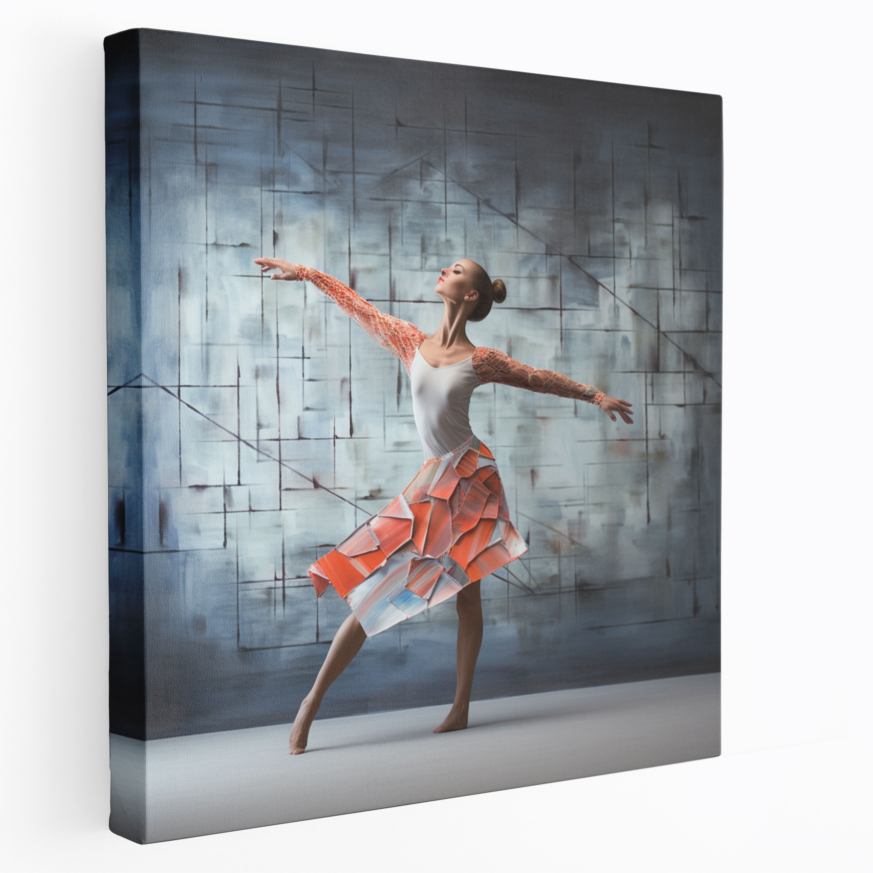 Contemporary Dance Ballerina Canvas Print - Ballerina, Modern Dance, Abstract Backdrop, Wall Decoration