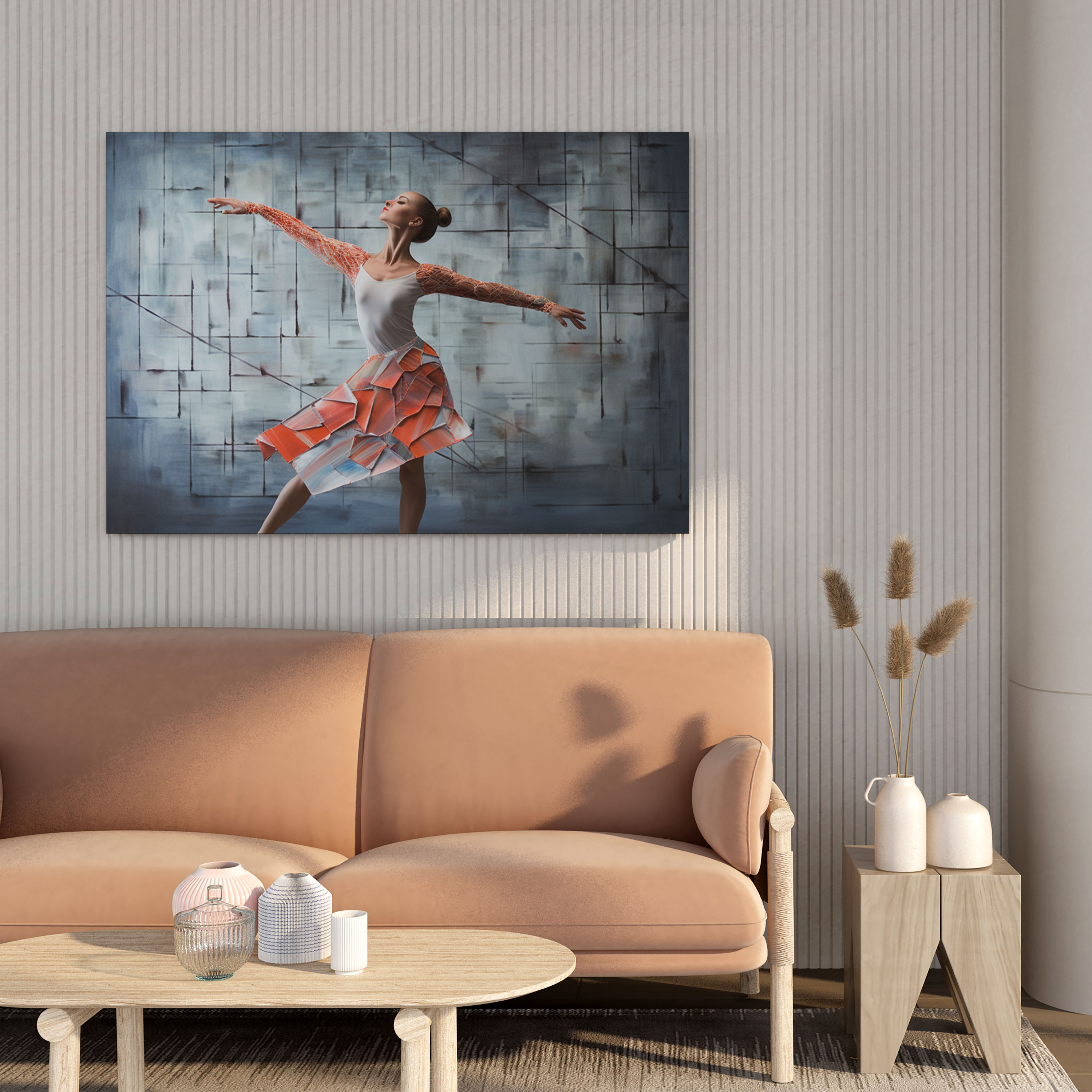 Contemporary Dance Ballerina Canvas Print - Ballerina, Modern Dance, Abstract Backdrop, Wall Decoration