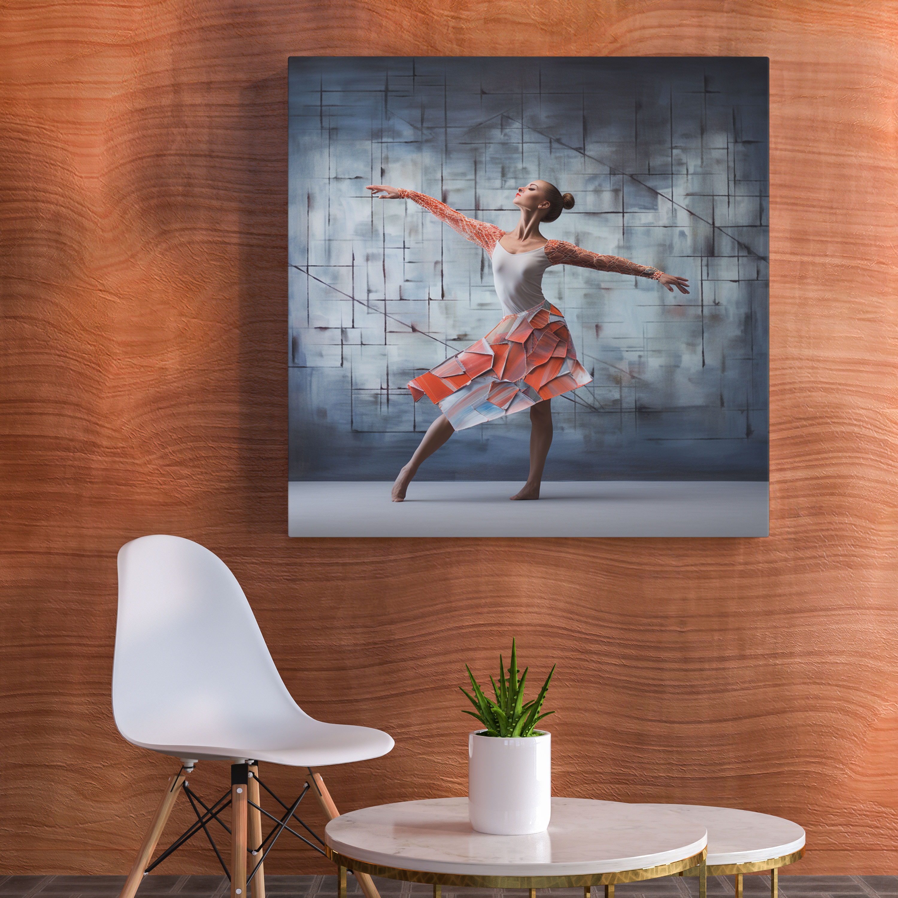 Contemporary Dance Ballerina Canvas Print - Ballerina, Modern Dance, Abstract Backdrop, Wall Decoration