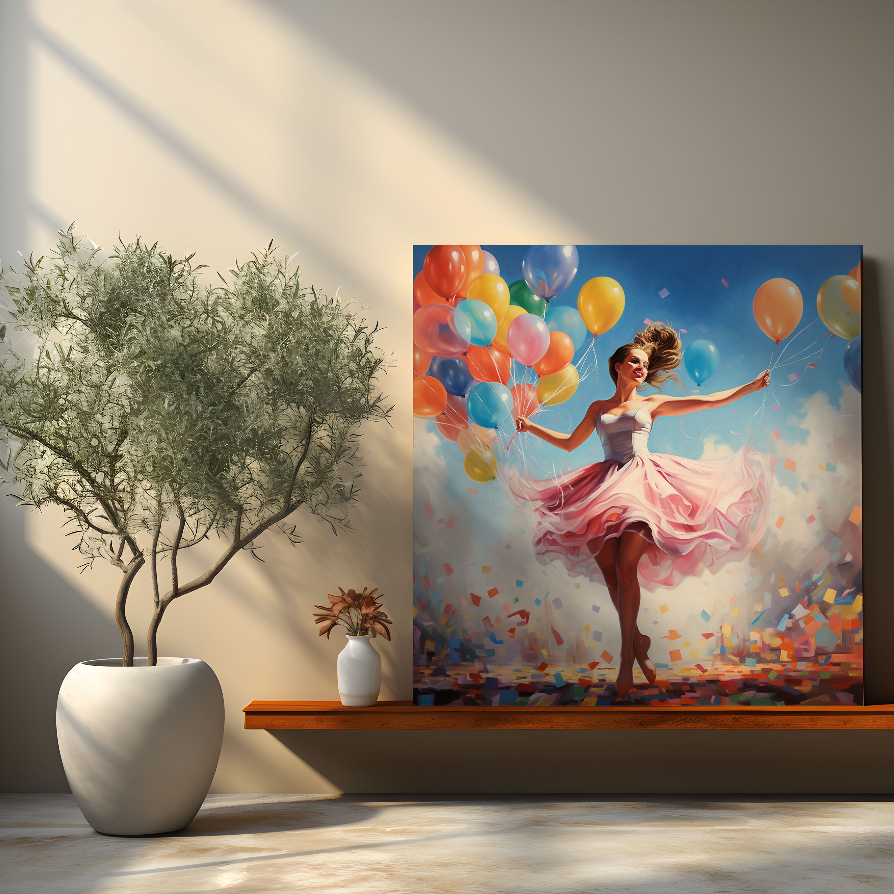 Playful Ballet Ballerina Canvas Print - Ballerina, Wall Decoration, Joyful Leap, Home Decoration