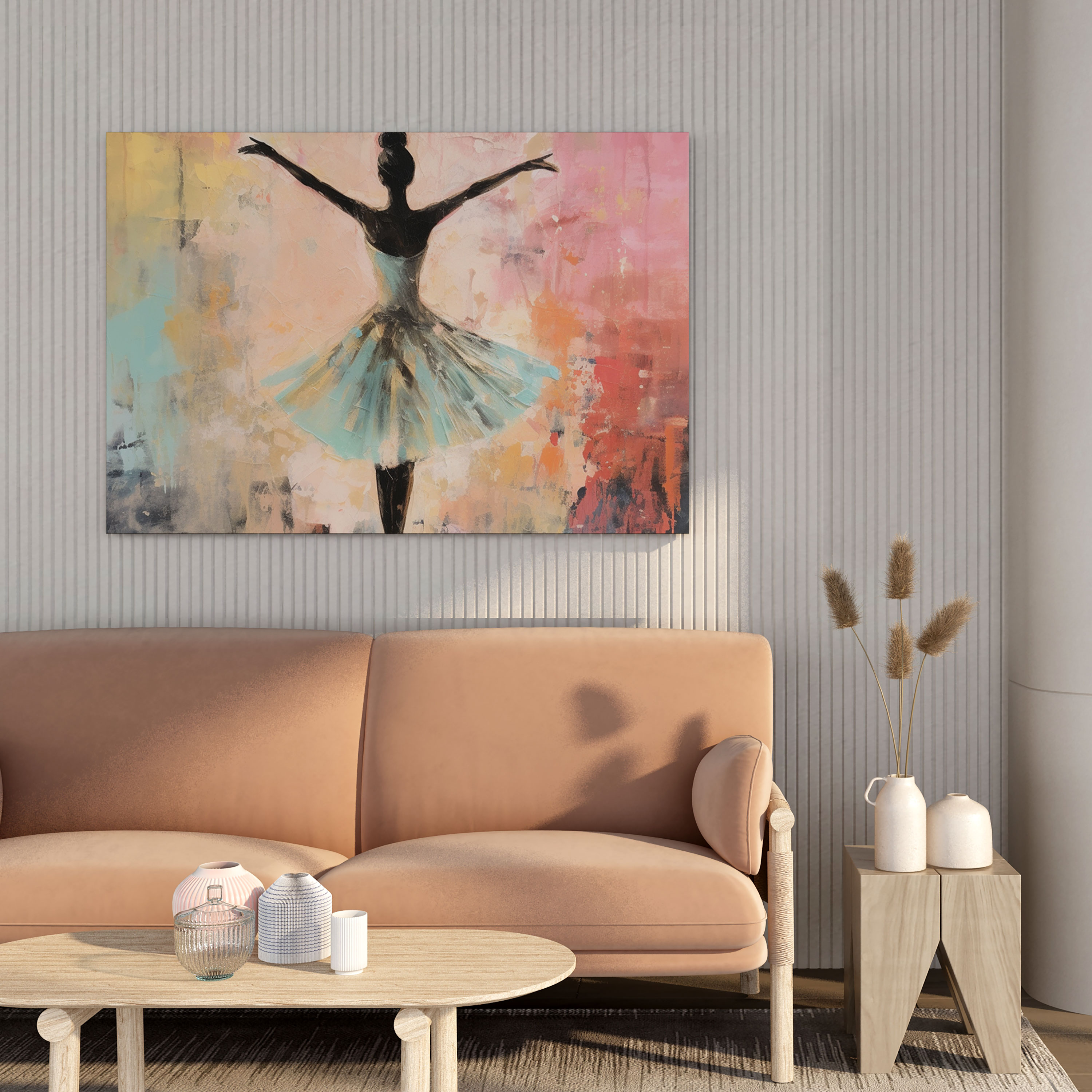 Pastel Elegance Ballerina Canvas Print - Ballerina, Canvas Wall Art, Home Decoration, Mixed Media