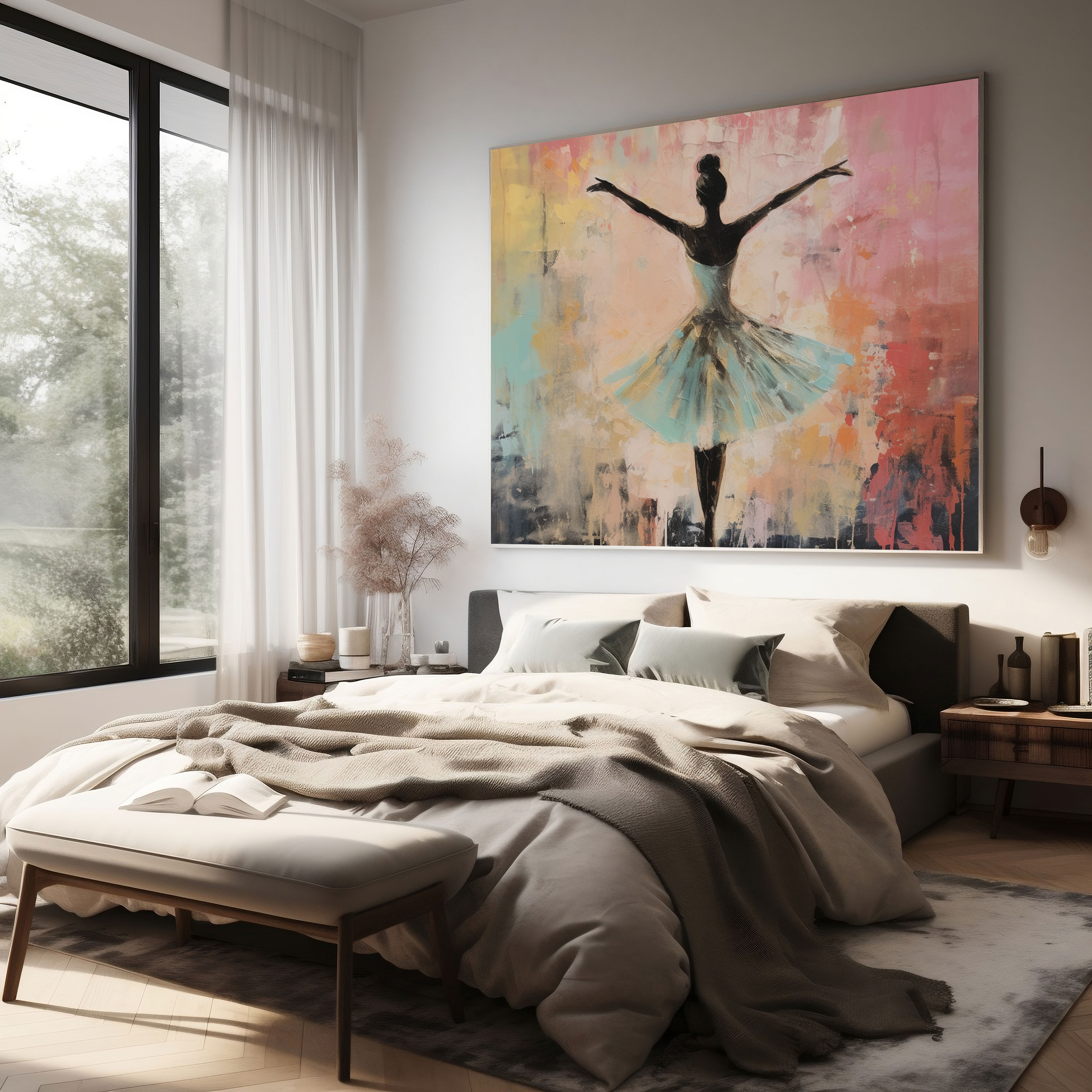 Pastel Elegance Ballerina Canvas Print - Ballerina, Canvas Wall Art, Home Decoration, Mixed Media