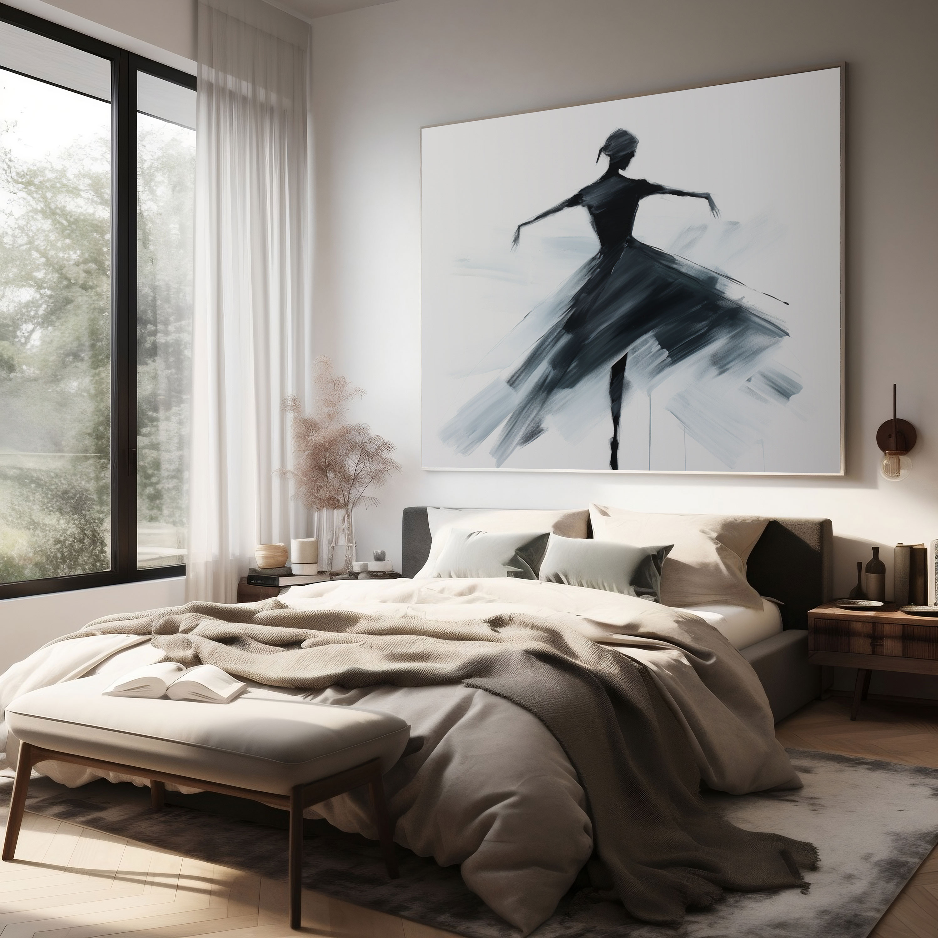 Monochromatic Splendor Ballerina Canvas Print - Ballerina, Abstract, Wall Decoration, Home Decoration