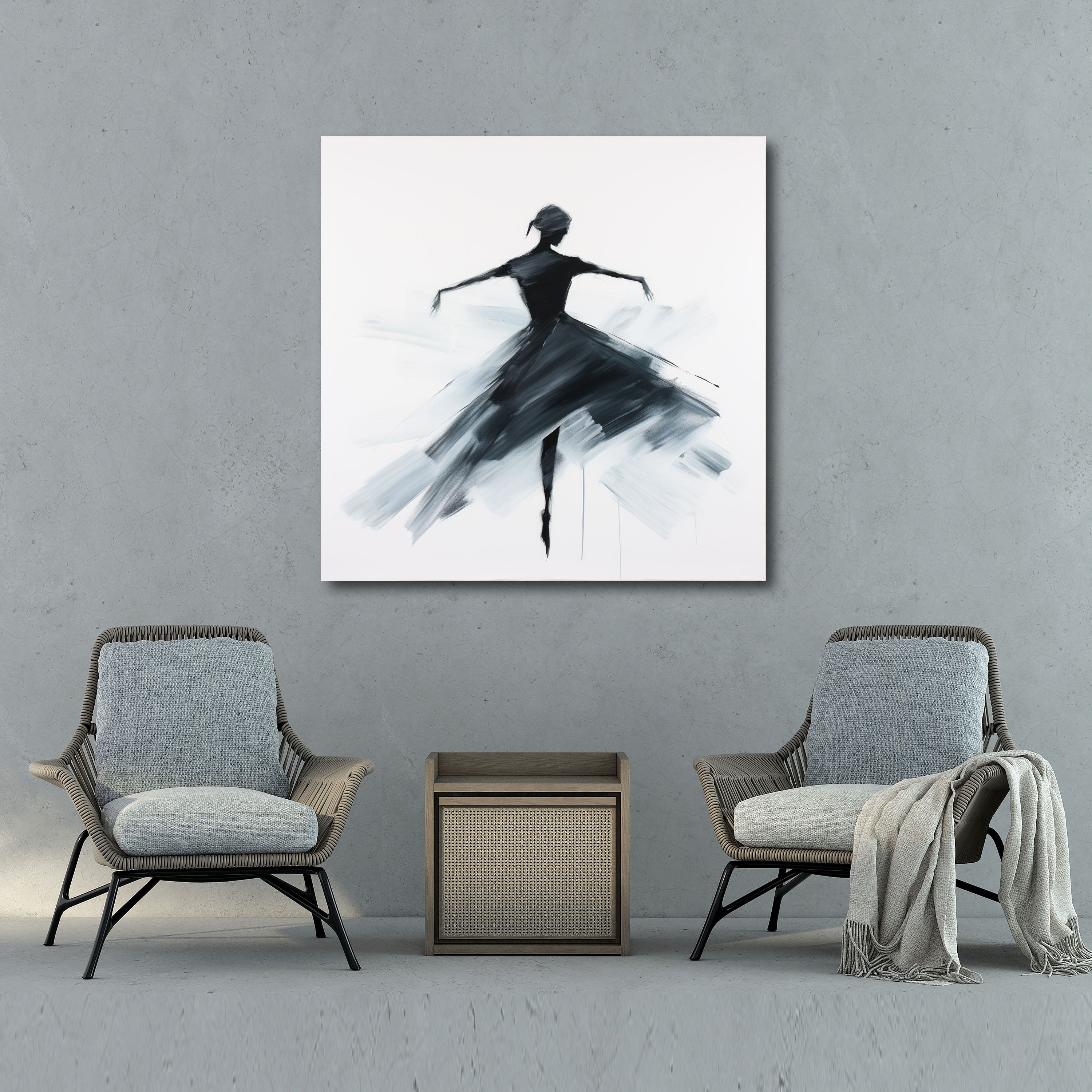 Monochromatic Splendor Ballerina Canvas Print - Ballerina, Abstract, Wall Decoration, Home Decoration