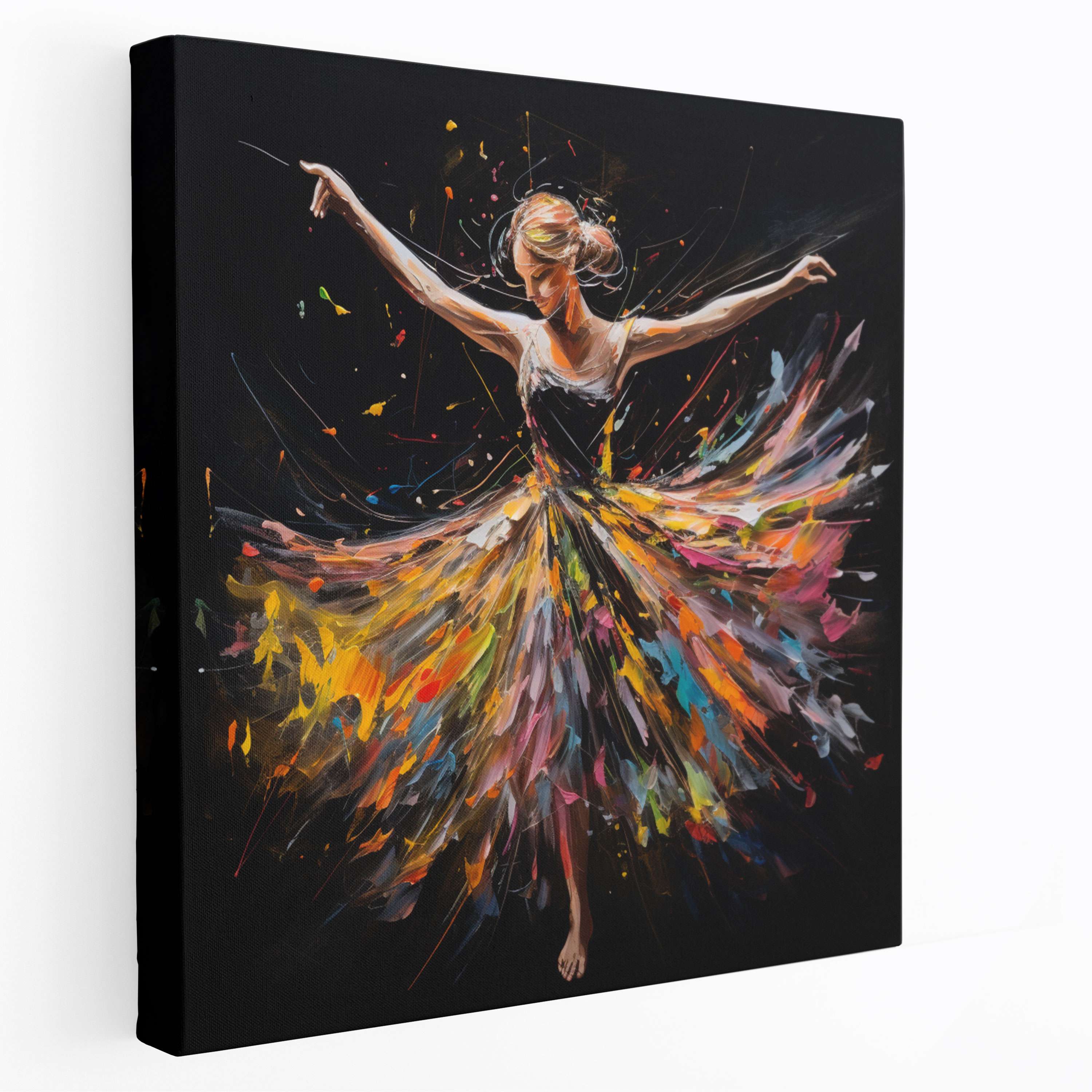 Vibrant Twirl Ballerina Acrylic Canvas Print - Ballerina, Canvas Print, Twirling, Home Decoration