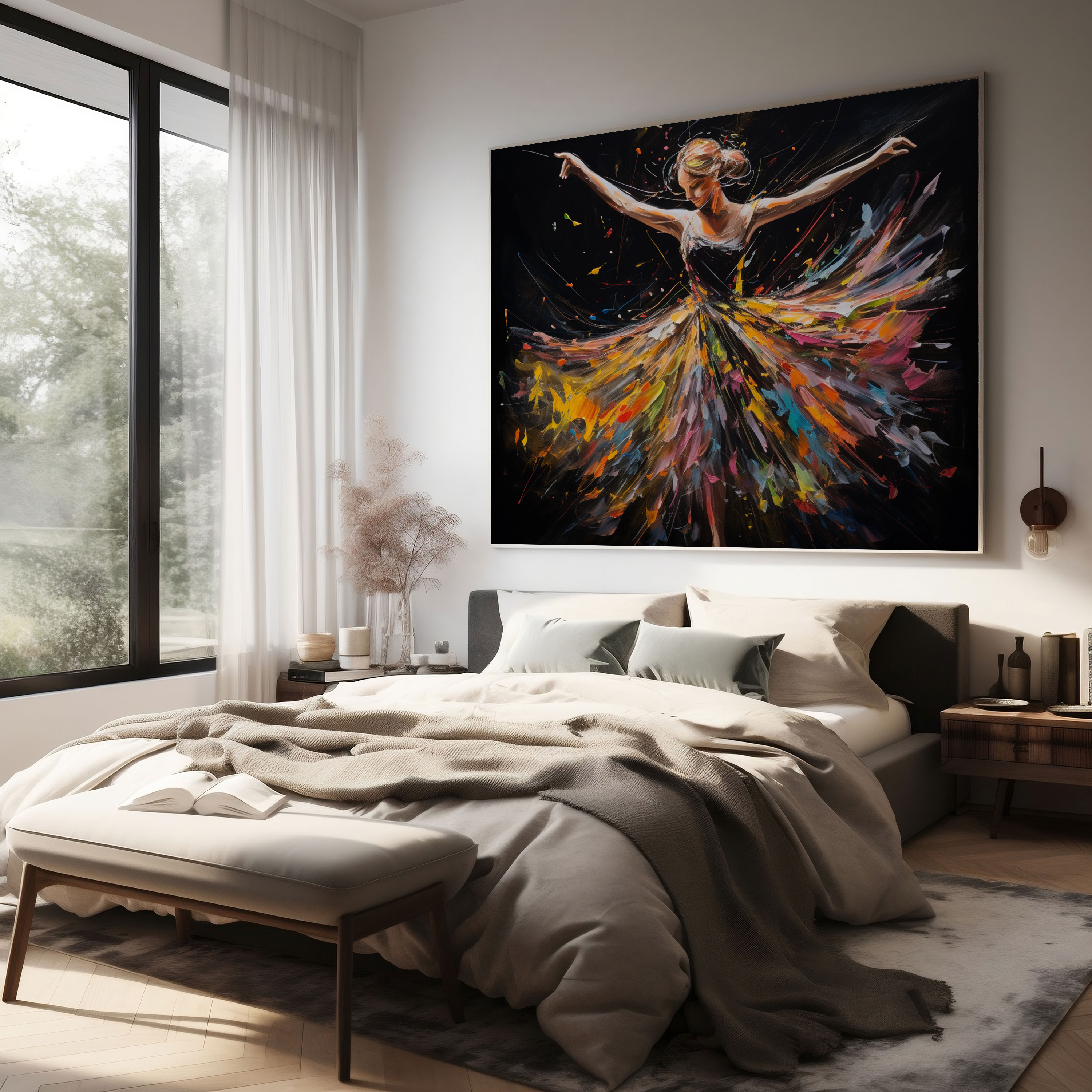 Vibrant Twirl Ballerina Acrylic Canvas Print - Ballerina, Canvas Print, Twirling, Home Decoration