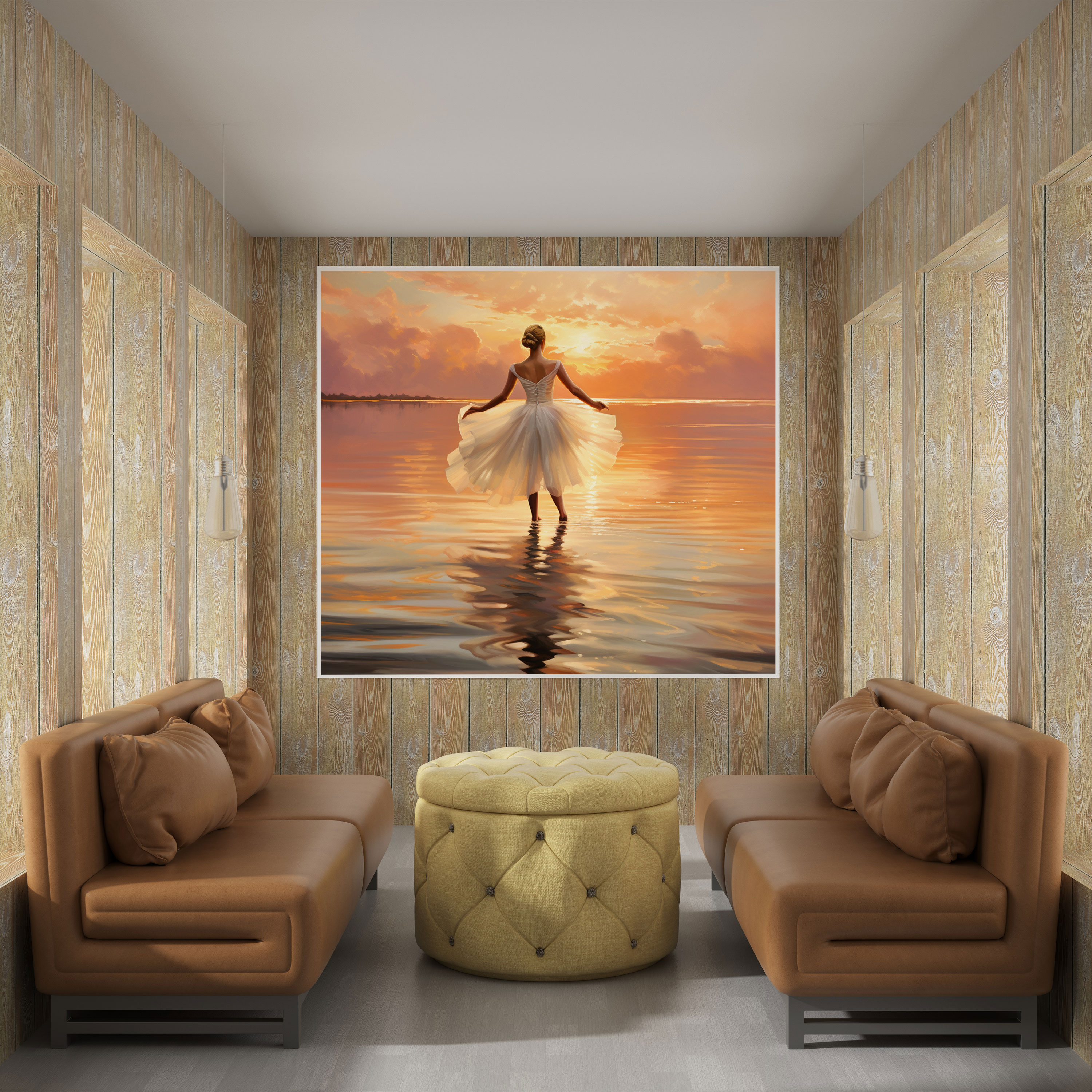 Serene Sunset Ballerina Oil Canvas Print - Ballerina, Oil Painting, Wall Art, Canvas