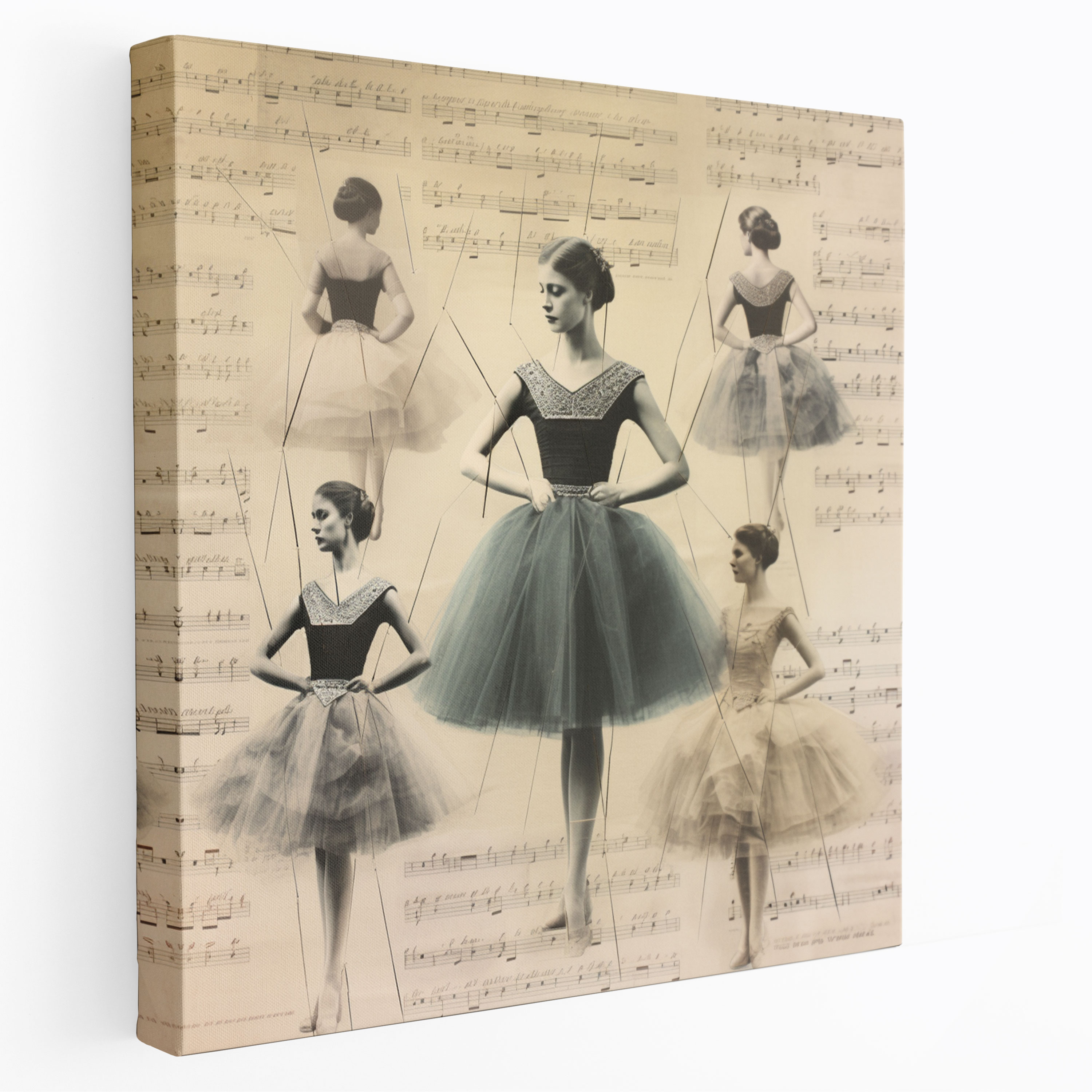 Vintage Ballet Collage Mixed Media Canvas Print - Ballerina, Canvas Wall Art, Mixed Media Artwork, Canvas