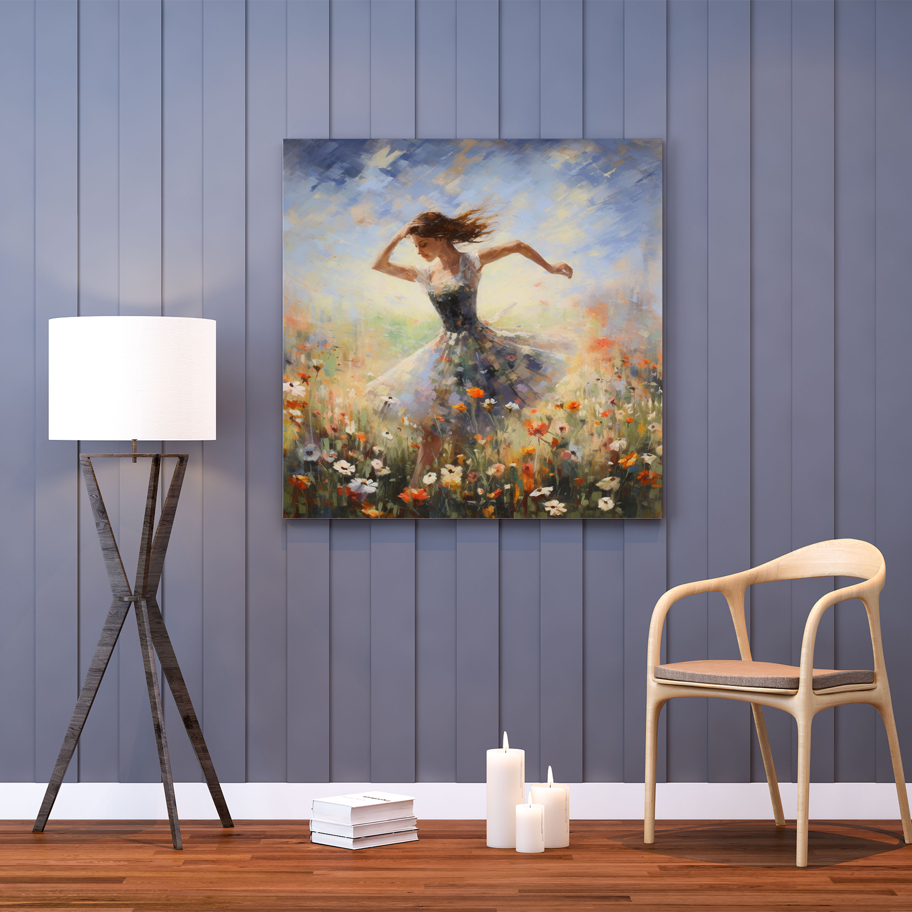 Wildflower Leaps Impressionist Canvas Print - Ballerina, Wall Art, Wall Decoration, Canvas Wall Art