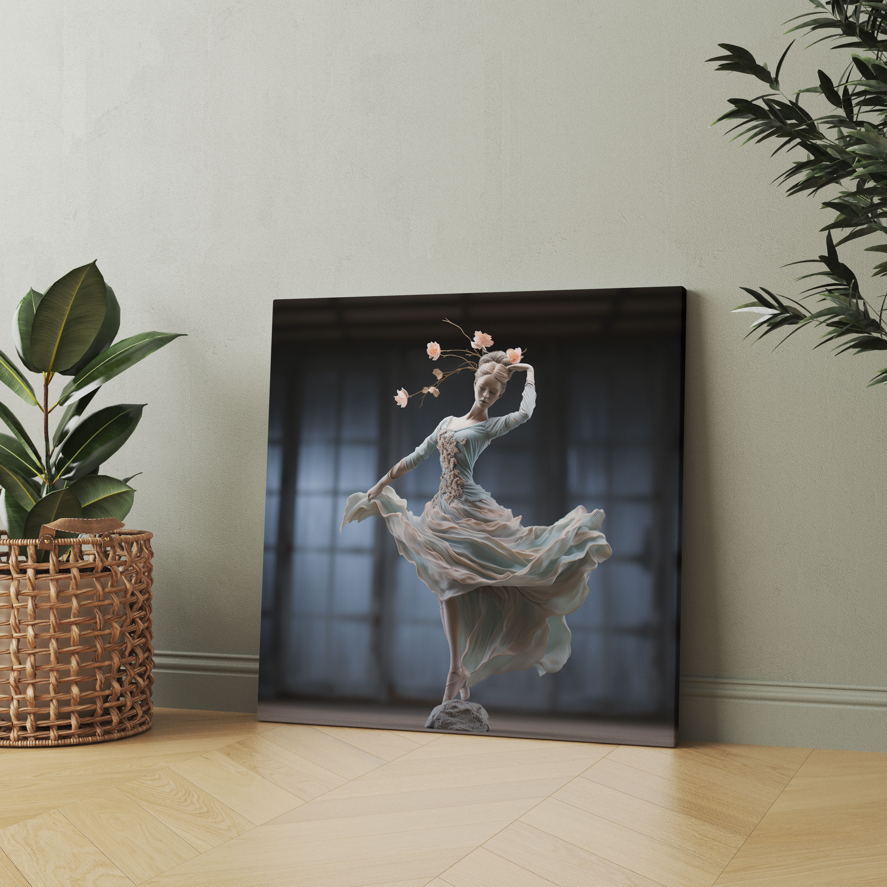 Elegant Pose Ballerina Realistic Canvas Print - Ballerina, Wall Decoration, Canvas Wall Art, Canvas