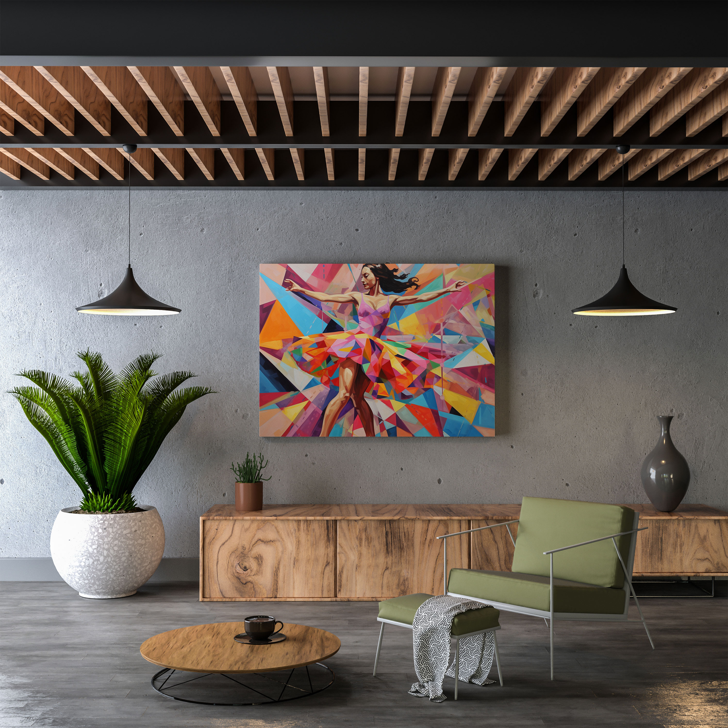Colorful Geometrics Pop Art Canvas Print - Ballerina, Wall Decoration, Canvas Wall Art, Canvas Print