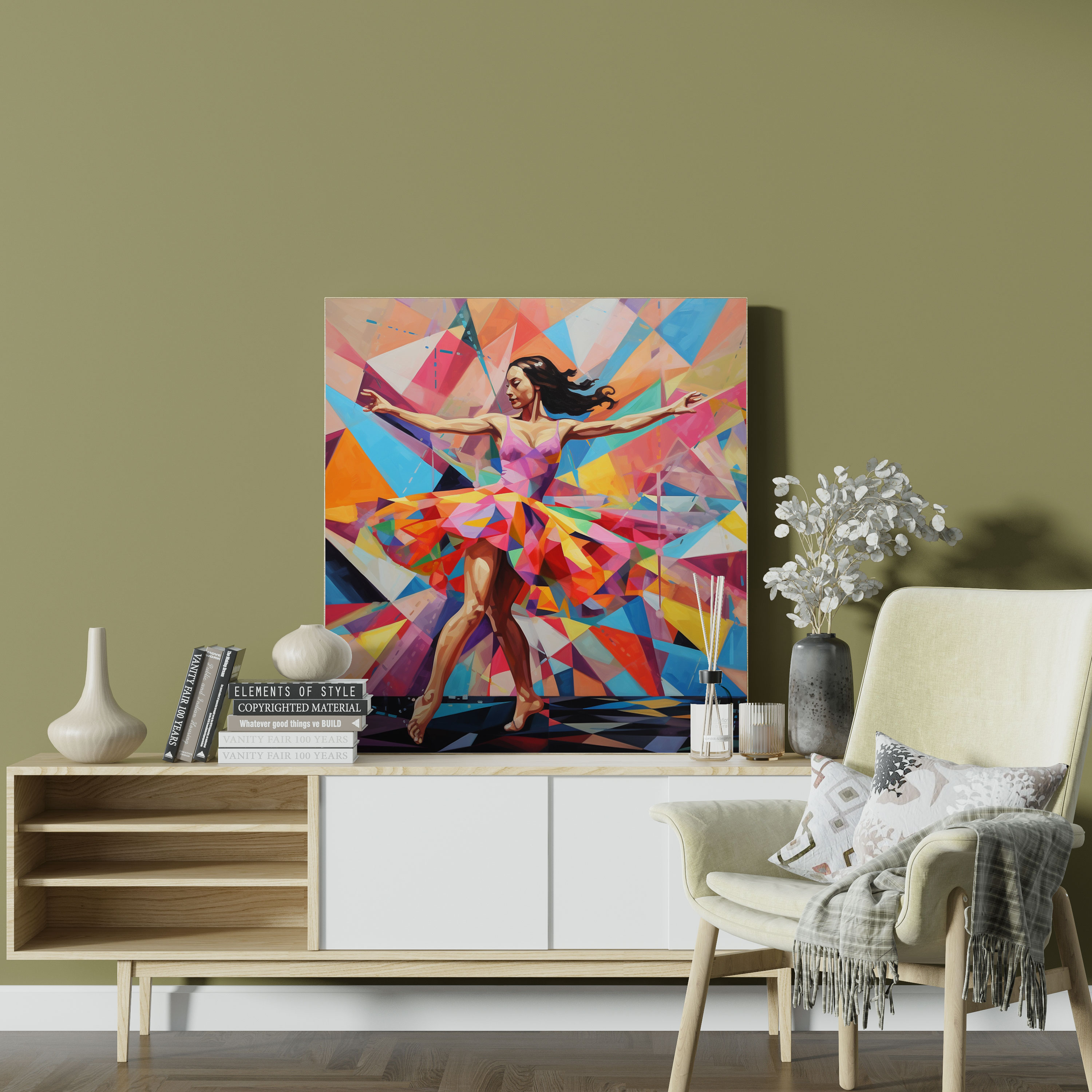 Colorful Geometrics Pop Art Canvas Print - Ballerina, Wall Decoration, Canvas Wall Art, Canvas Print