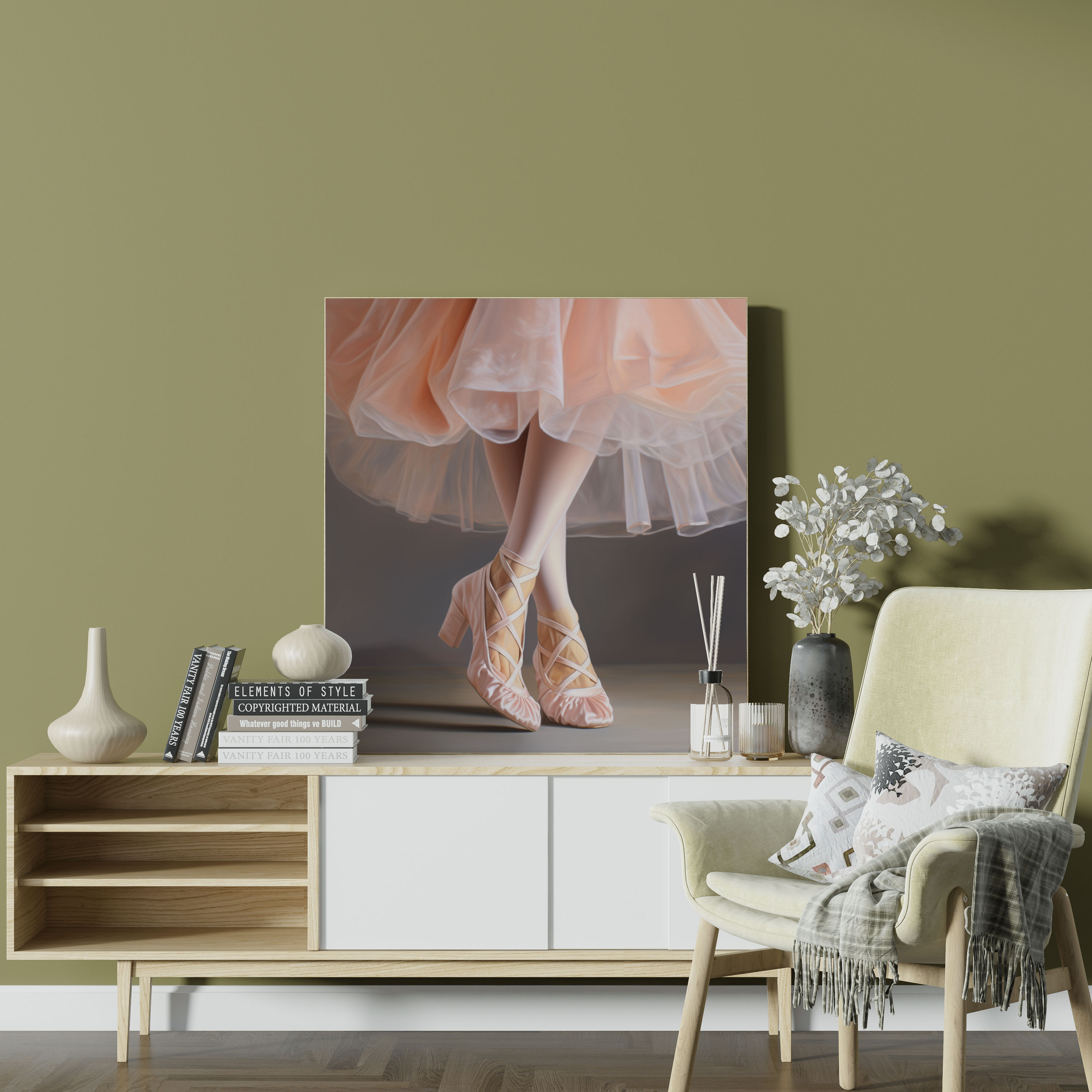 Pointe Shoes Close-Up Photorealistic Canvas Print - Ballerina, Wall Decoration, Canvas Print, Wall Art