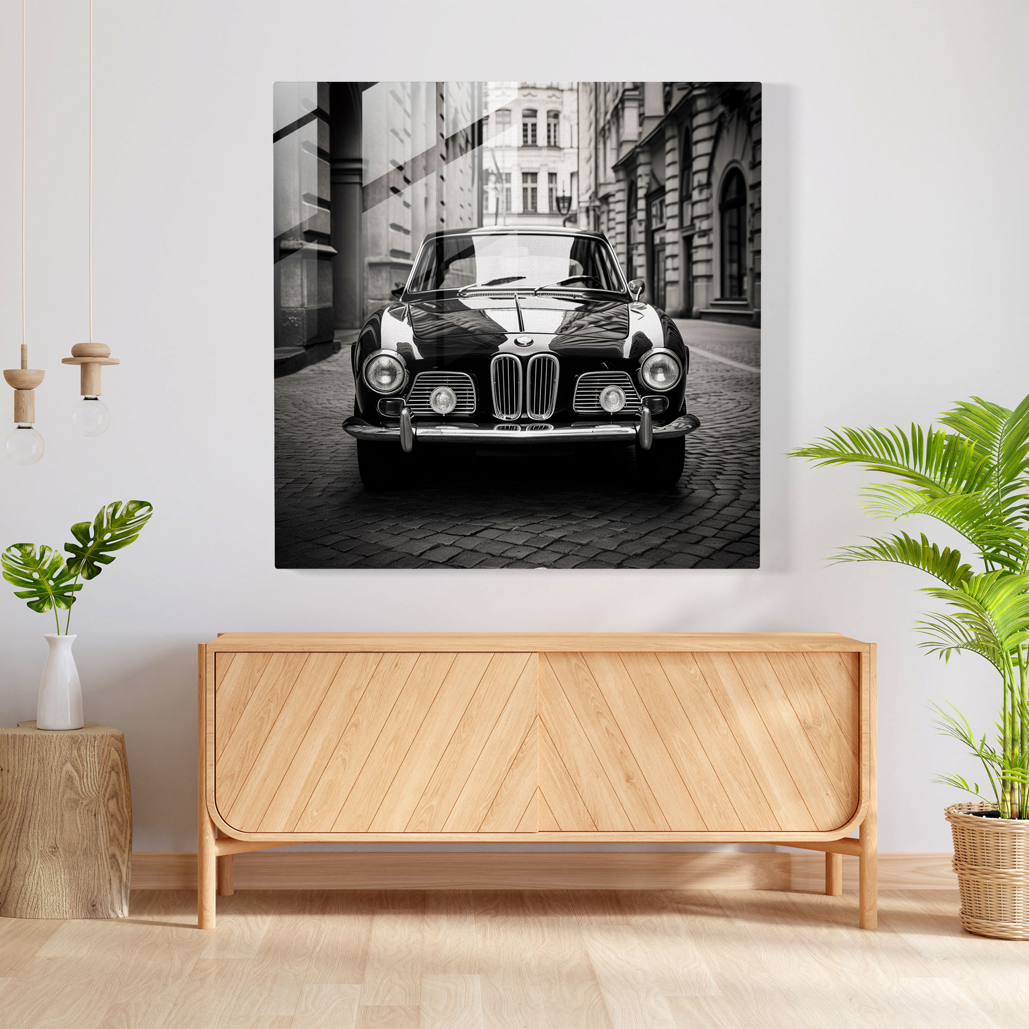 Bmw Glass Print - Classic Emblem - Bmw, Vintage Car, Bmw, Home Decoration
