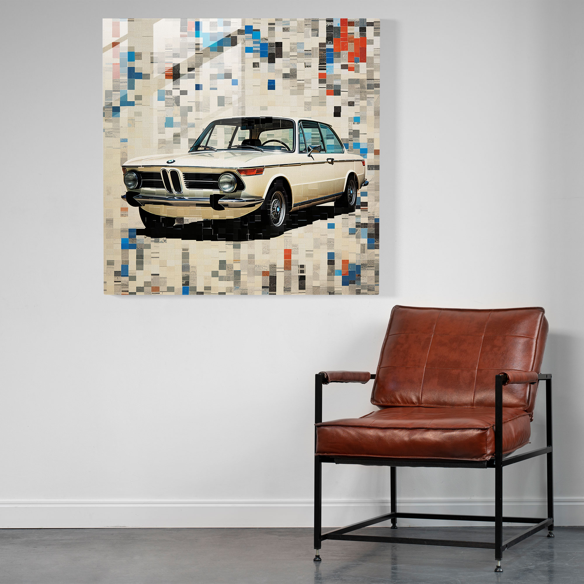 Bmw Glass Print - Vintage Collage - Bmw, Home Decoration, Modern Art, Vintage Bmw Advertisements