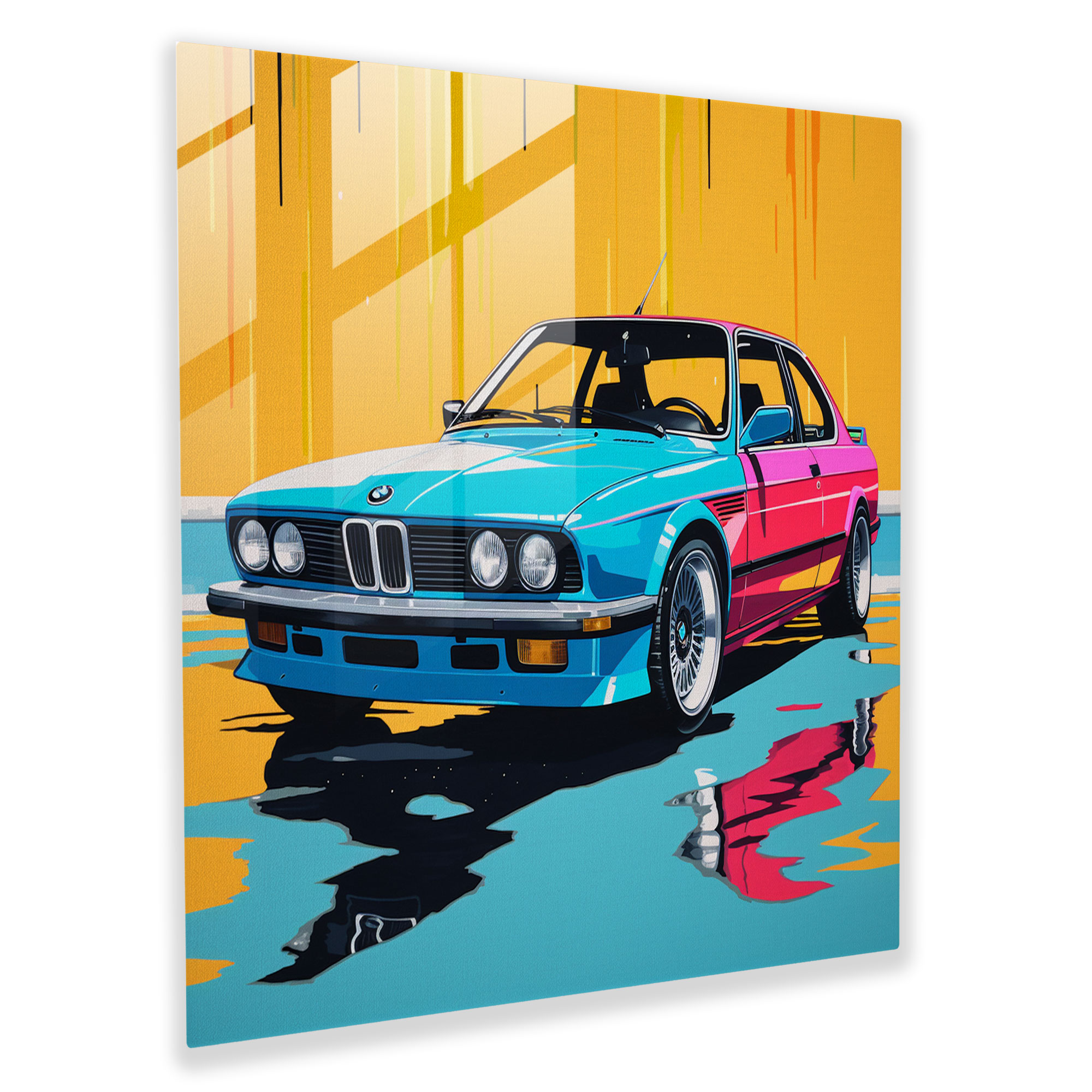 Bmw Pop Art Glass Print - Bmw, Home Decoration, Glass Print, Bmw