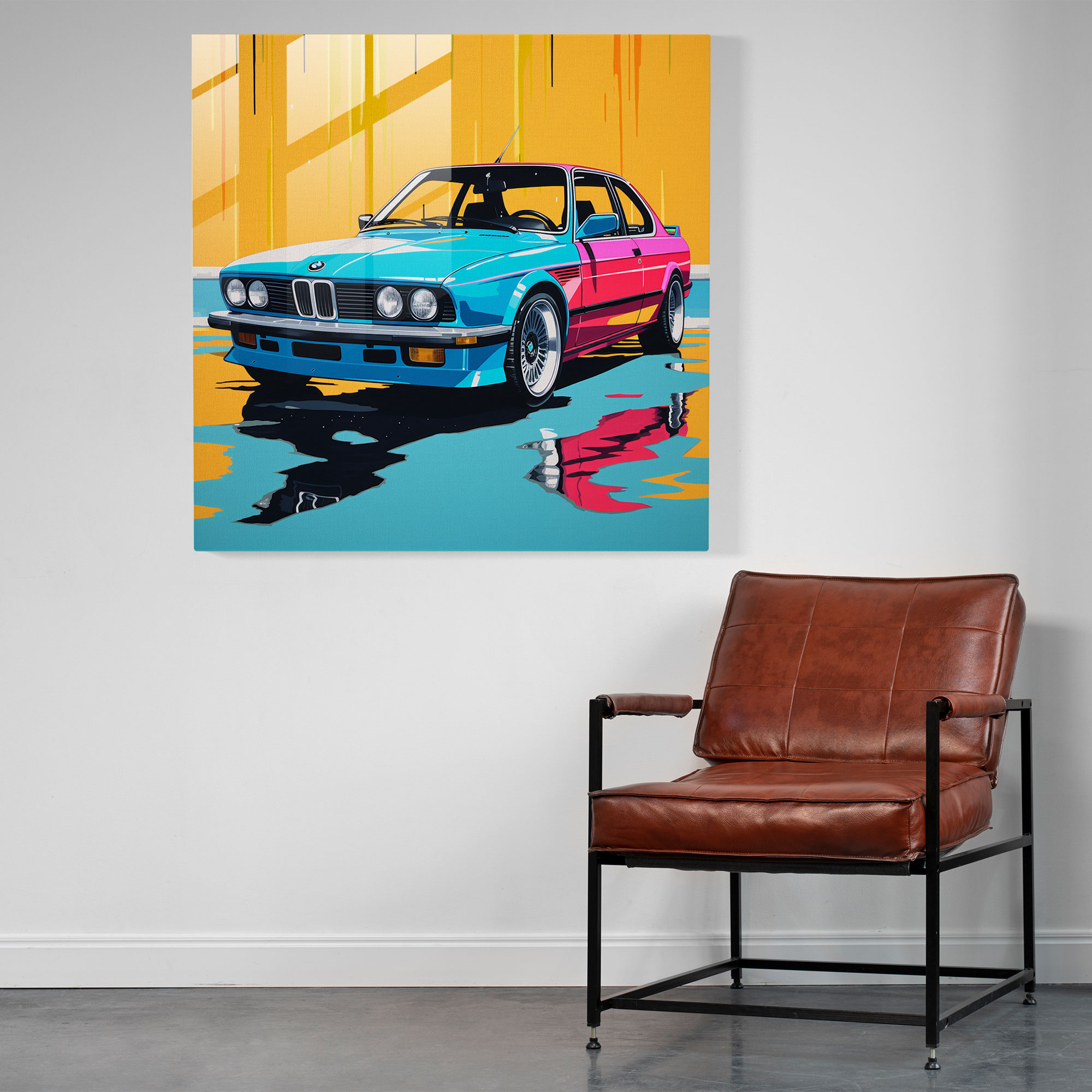 Bmw Pop Art Glass Print - Bmw, Home Decoration, Glass Print, Bmw