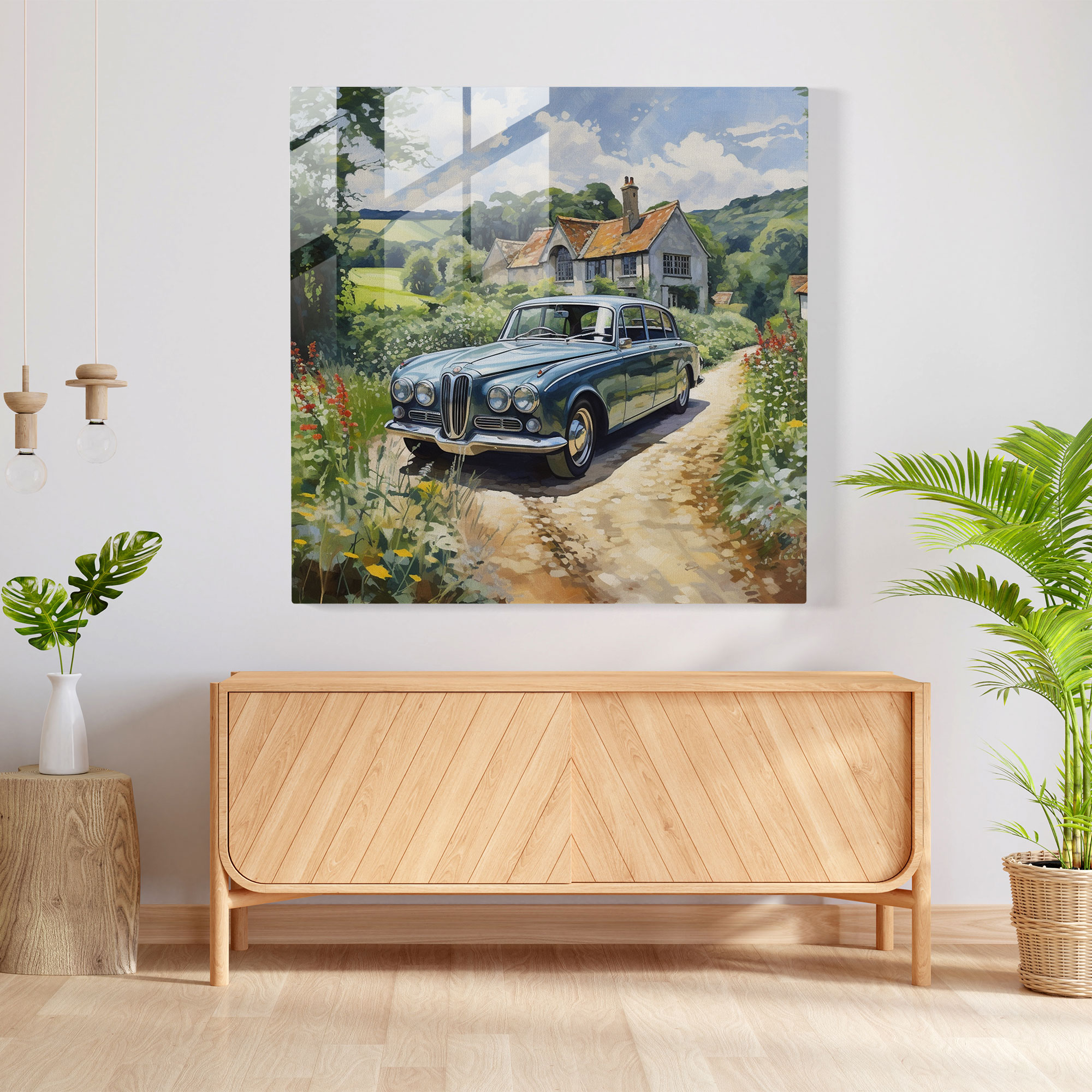 Bmw Impressionist Glass Print - Bmw, Road Trip, Countryside, Home Decoration