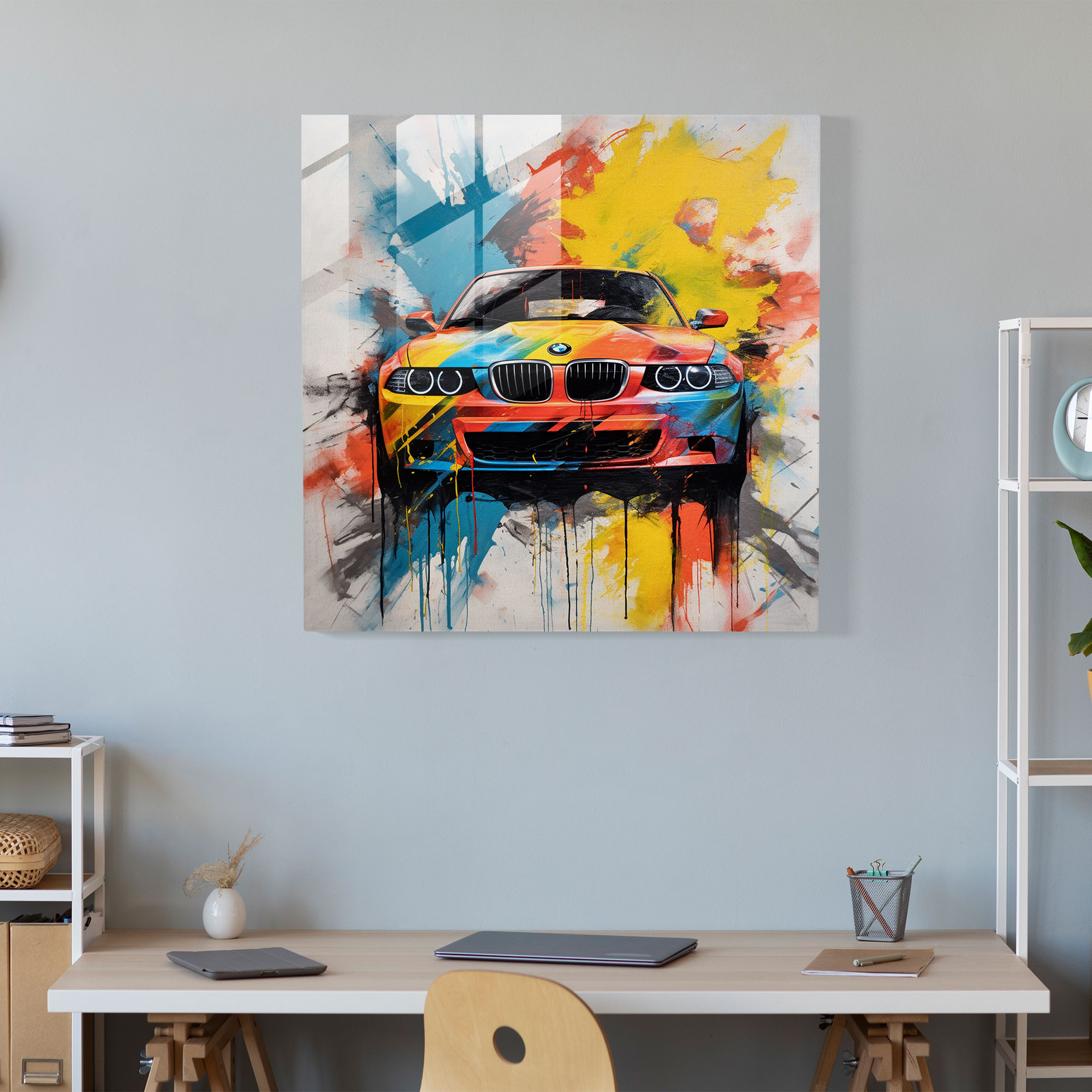 Bmw Logo Glass Print - Bmw, Home Decoration, Glass Wall Art, Bmw