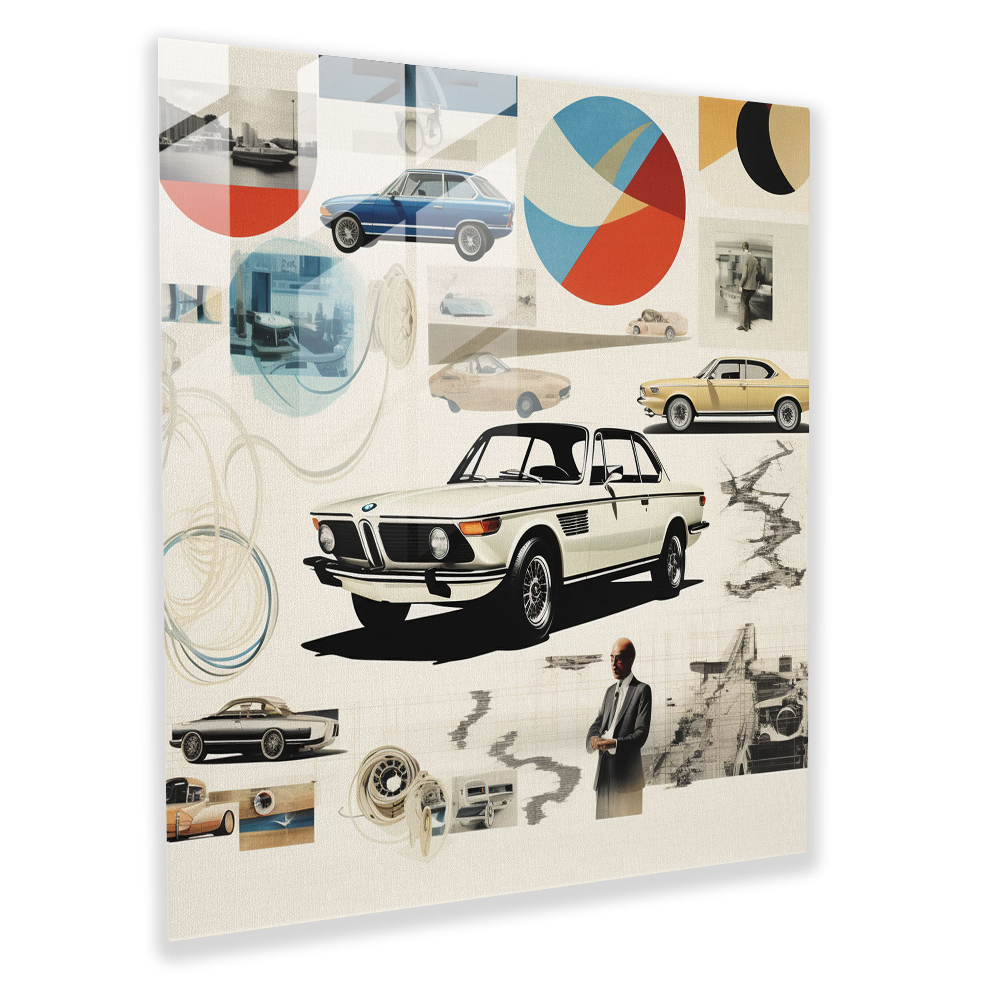 Bmw Vintage Advertisements Glass Print - Bmw, Vintage Advertisements, Glass Print, Glass Art