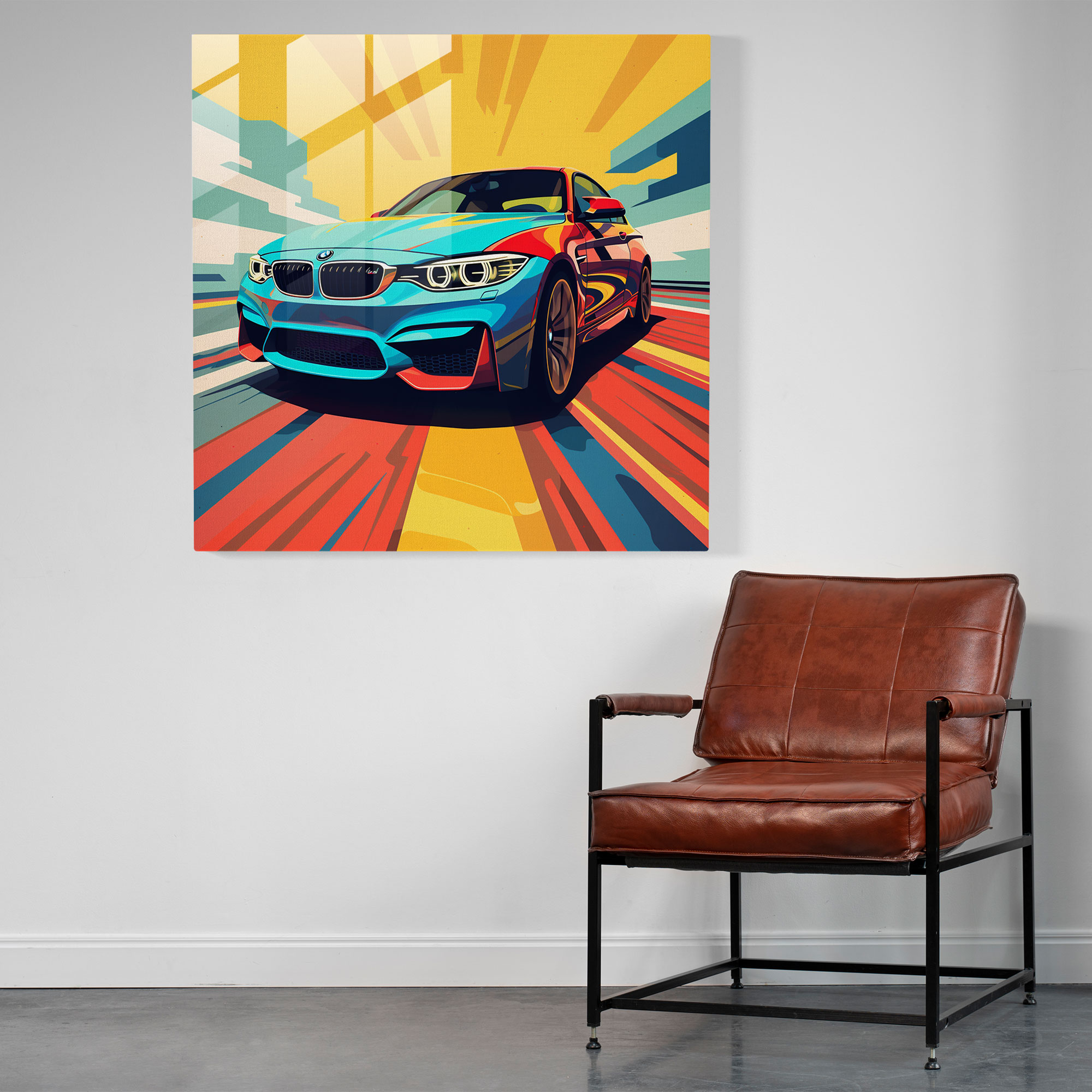 Bmw Pop Art M Logo Glass Print - Bmw, Bmw M Logo, Glass Print, Pop Art-Style Illustration