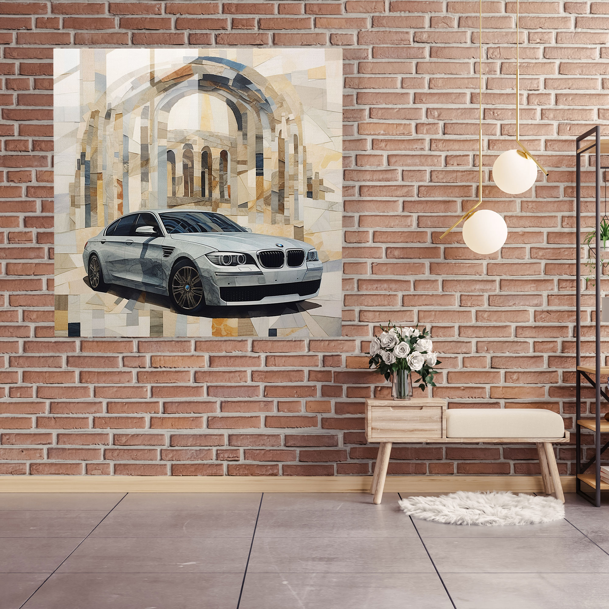Bmw Architectural Fusion Glass Print - Bmw, Architecture, Sophistication, Glass Print