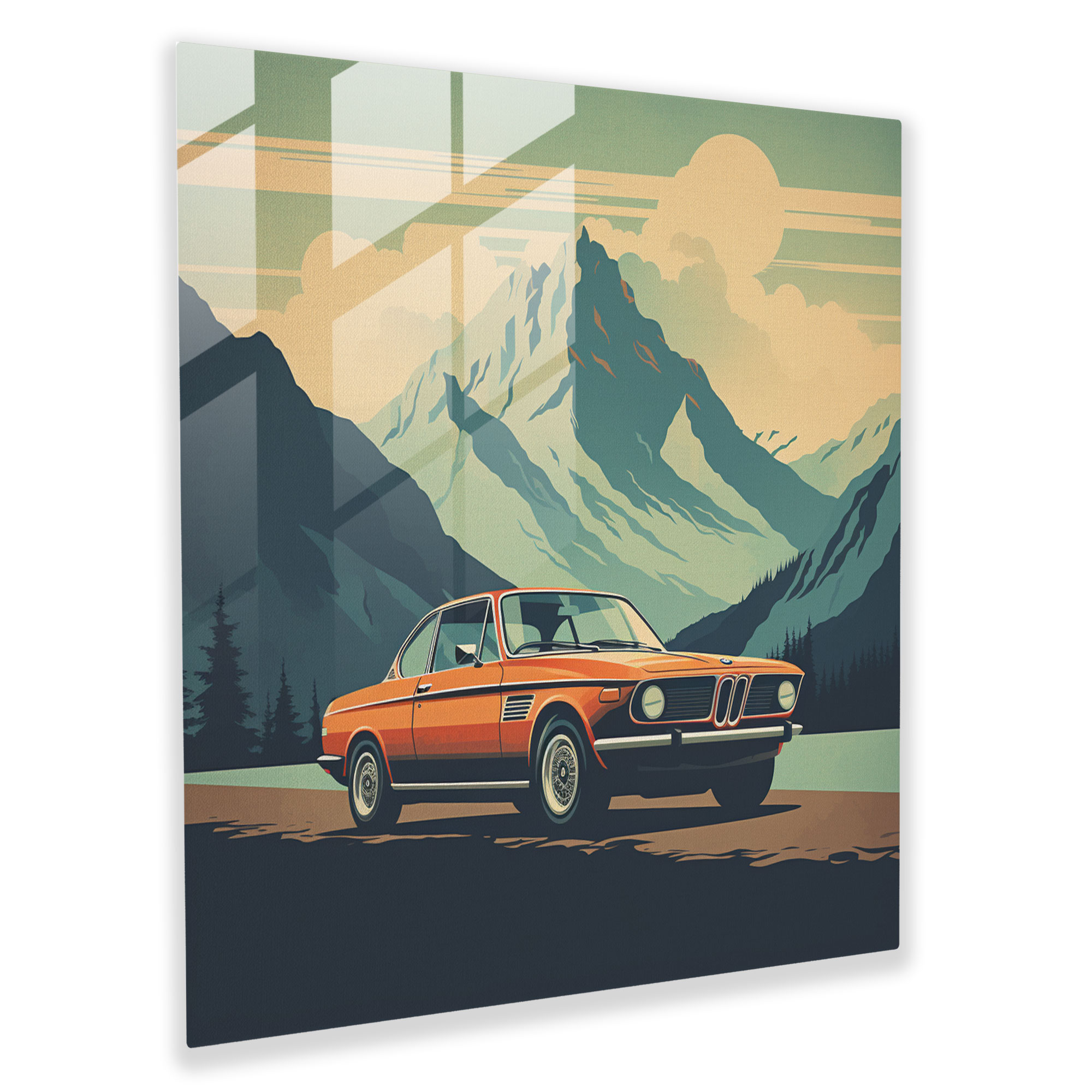 Retro Bmw Glass Print - Bmw, Retro, Bmw, Home Decoration