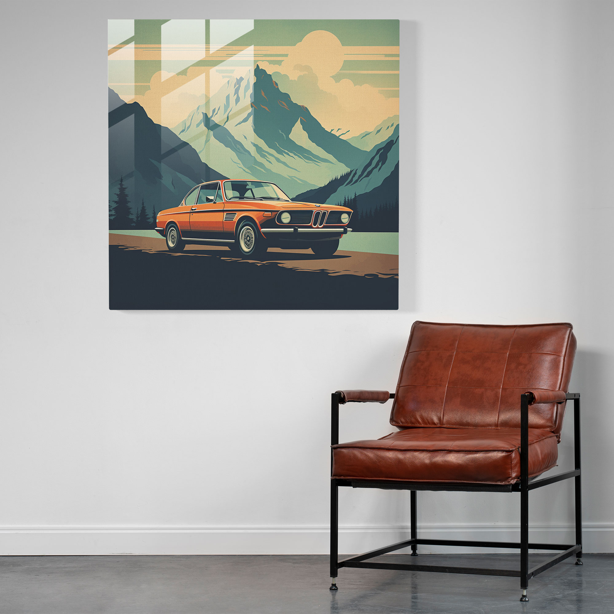 Retro Bmw Glass Print - Bmw, Retro, Bmw, Home Decoration