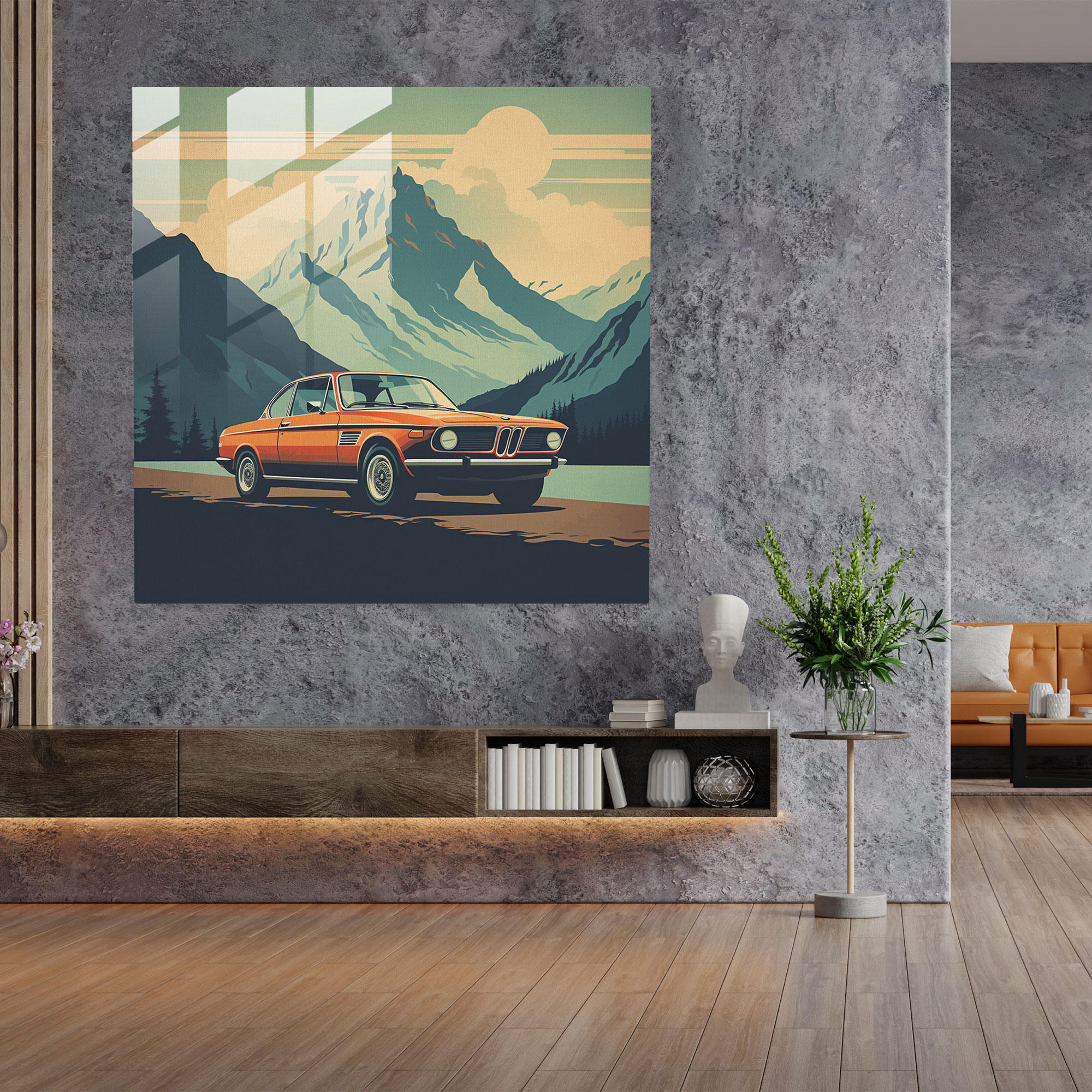 Retro Bmw Glass Print - Bmw, Retro, Bmw, Home Decoration