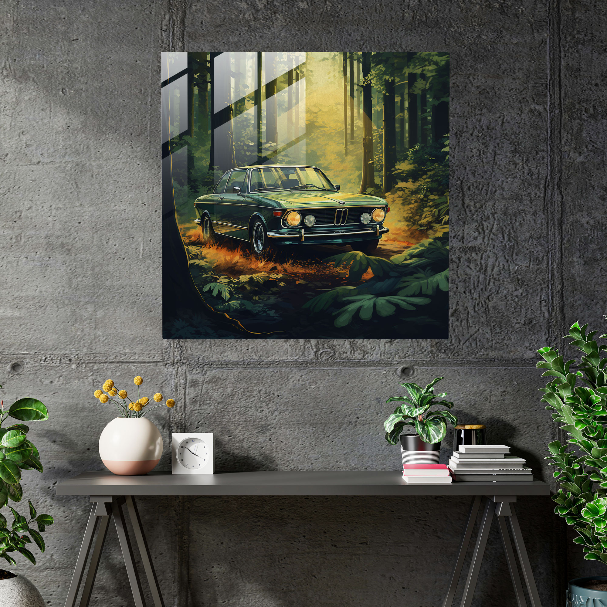 Nature Bmw Glass Print - Bmw, Home Decoration, Bmw, Rich Foliage