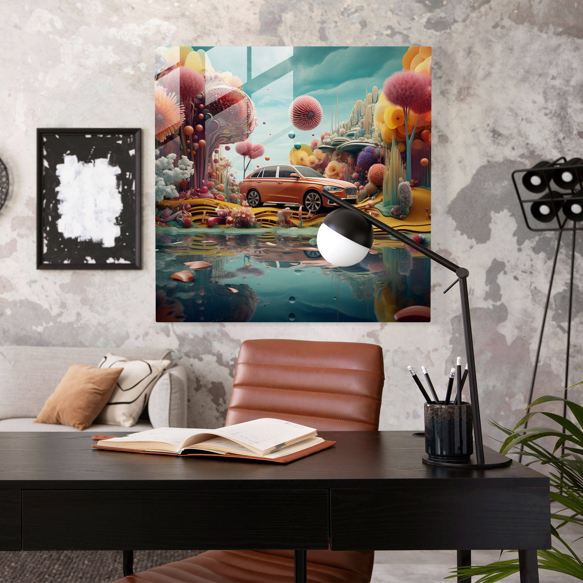 Surreal Bmw Glass Print - Bmw, Surreal, Wall Decoration, Glass Wall Art