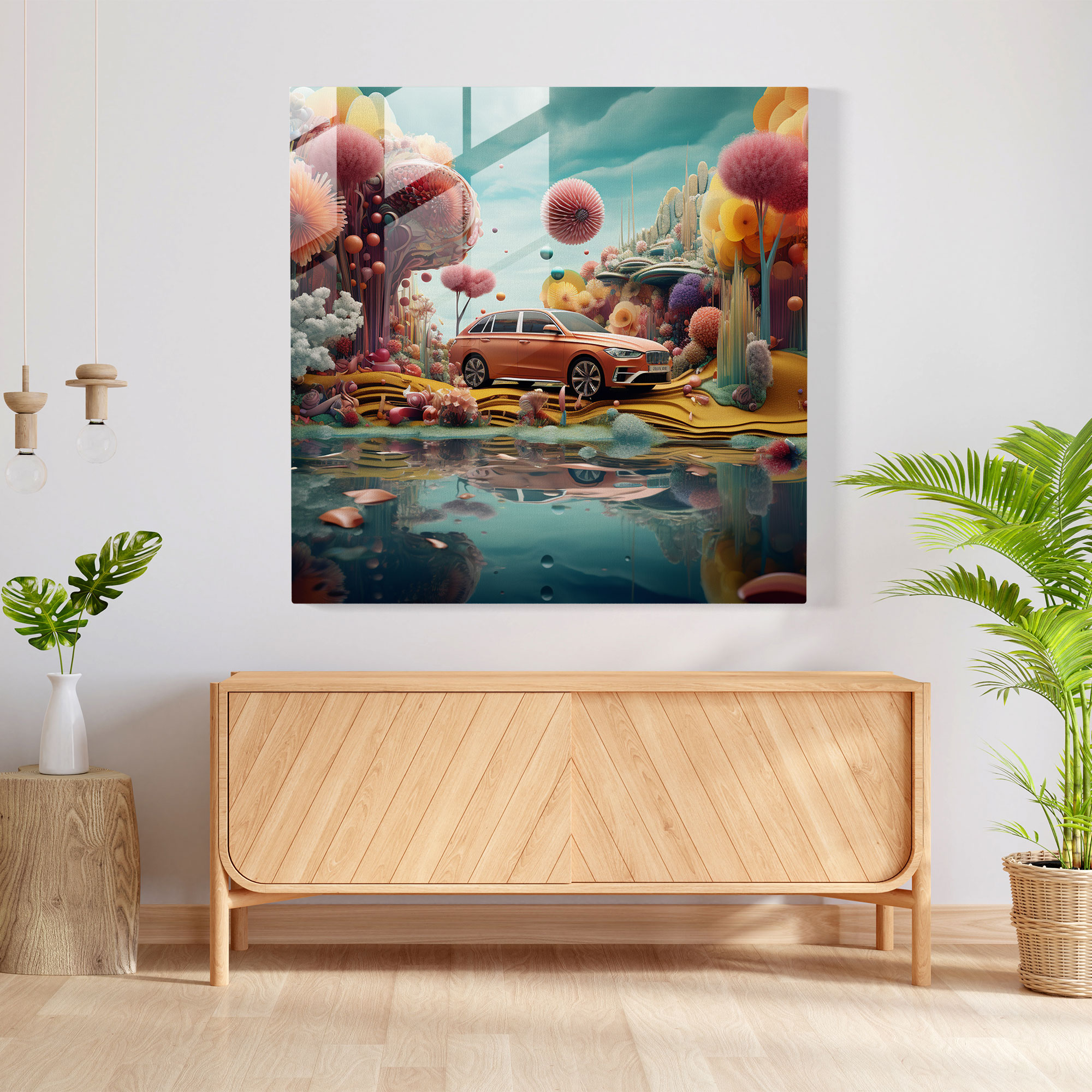 Surreal Bmw Glass Print - Bmw, Surreal, Wall Decoration, Glass Wall Art