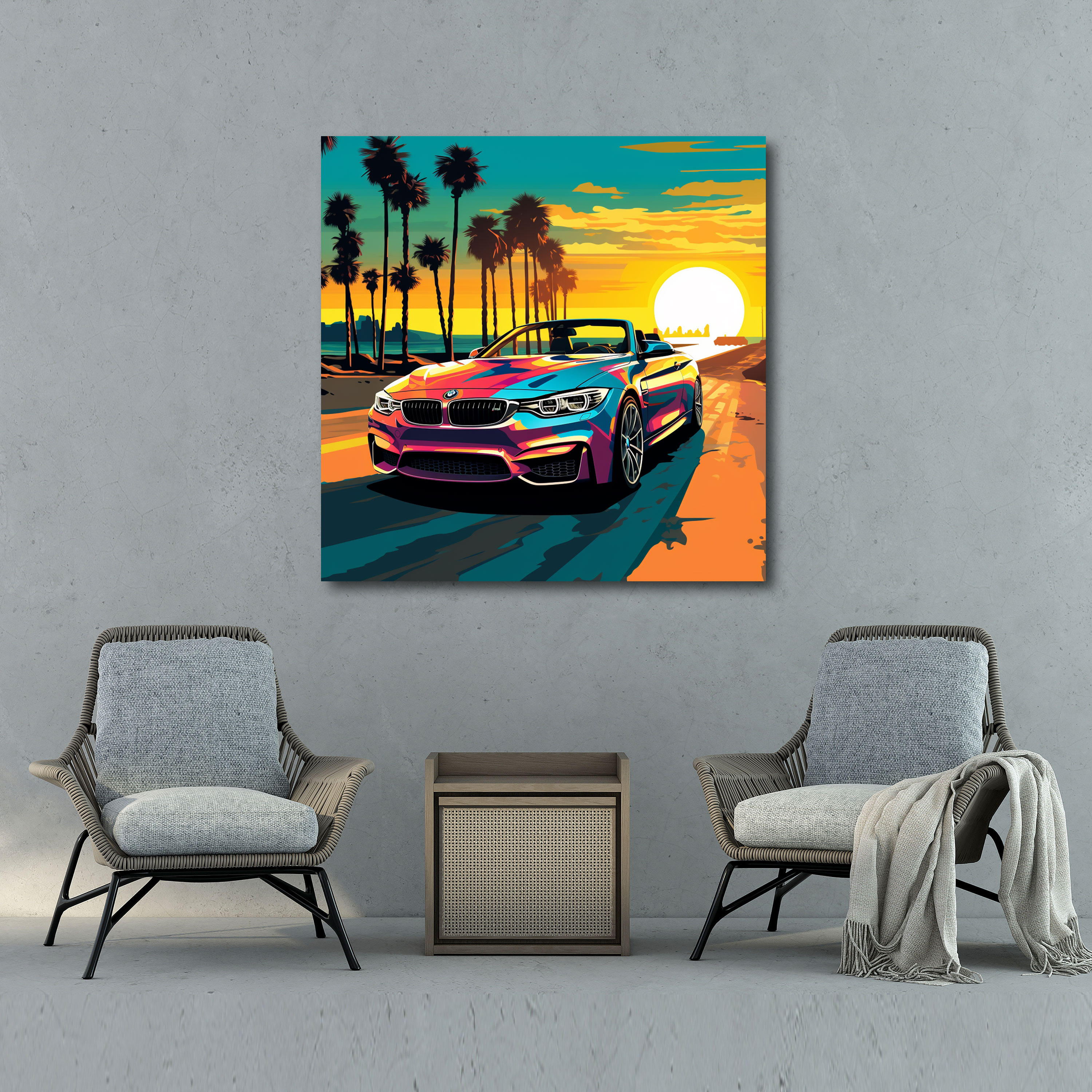 Bmw Beachfront Canvas Print - Bmw, Wall Decoration, Bmw Convertible, Beachfront