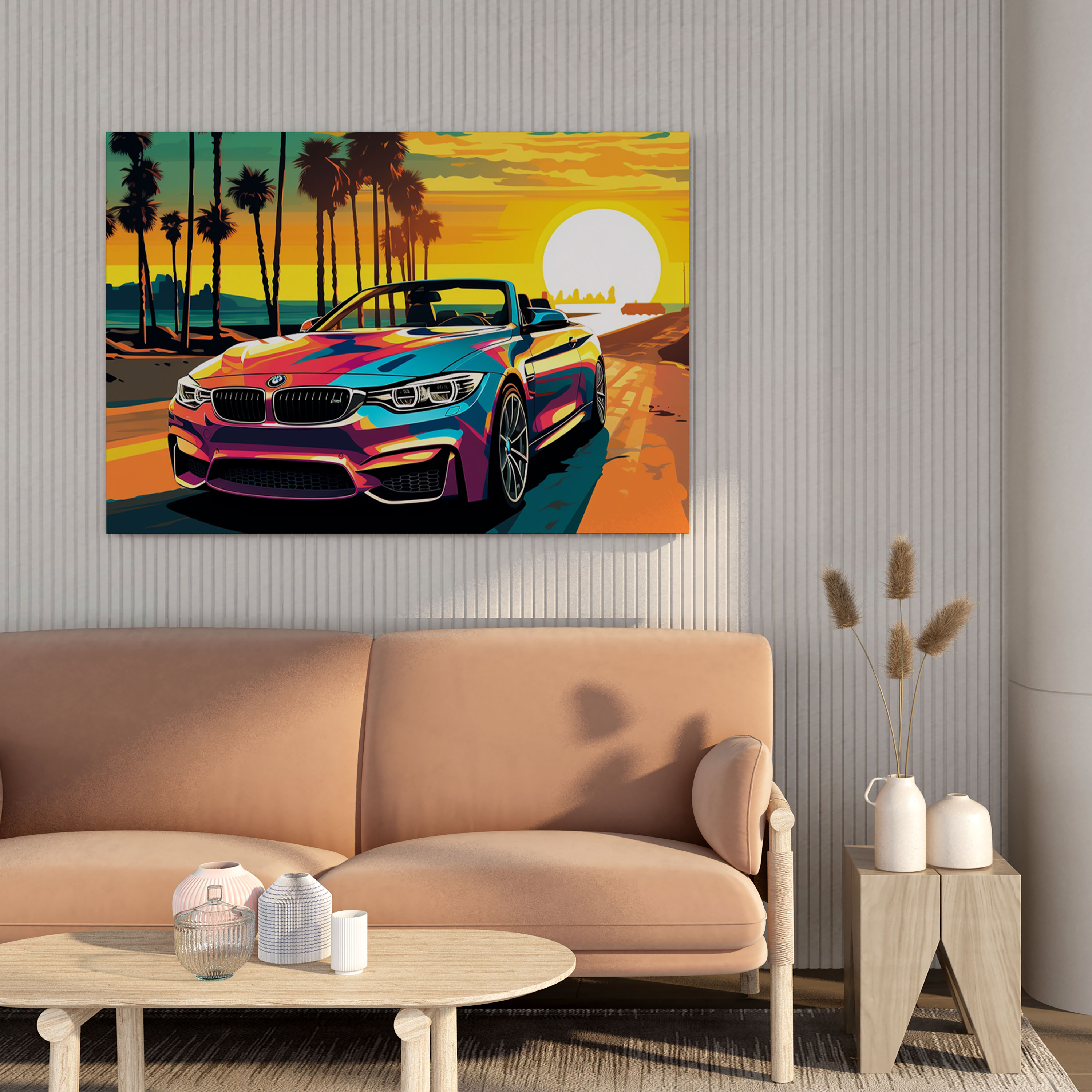 Bmw Beachfront Canvas Print - Bmw, Wall Decoration, Bmw Convertible, Beachfront