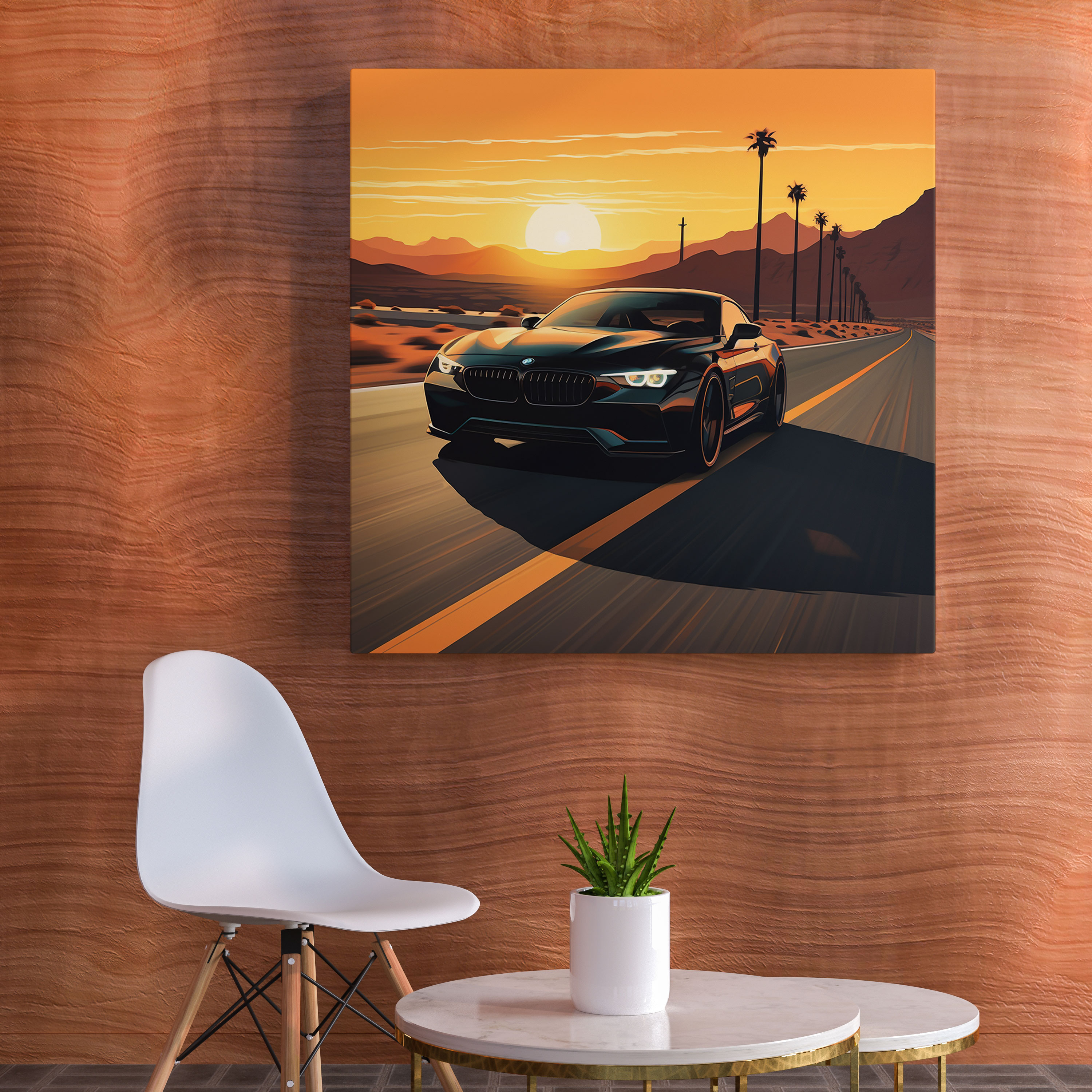 Bmw Canvas Print - Bmw, Wall Decoration, Highway, Sunset