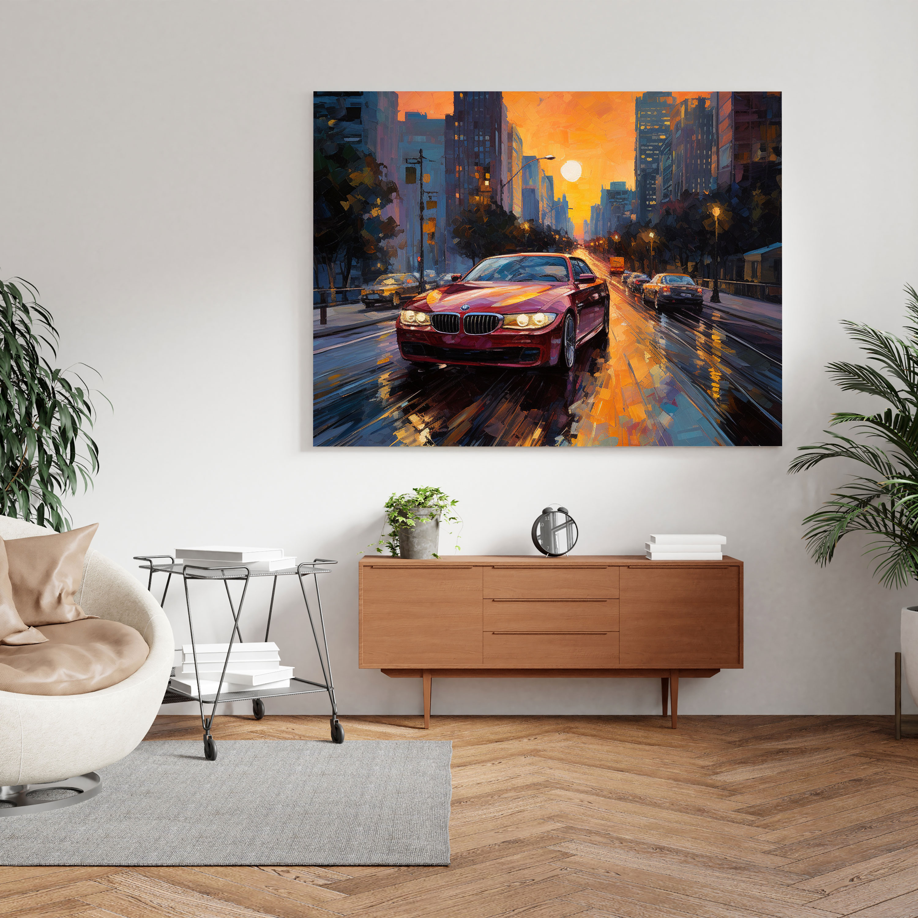 Cityscape Bmw Canvas Print - Bmw, Canvas Wall Art, Cityscape, Canvas